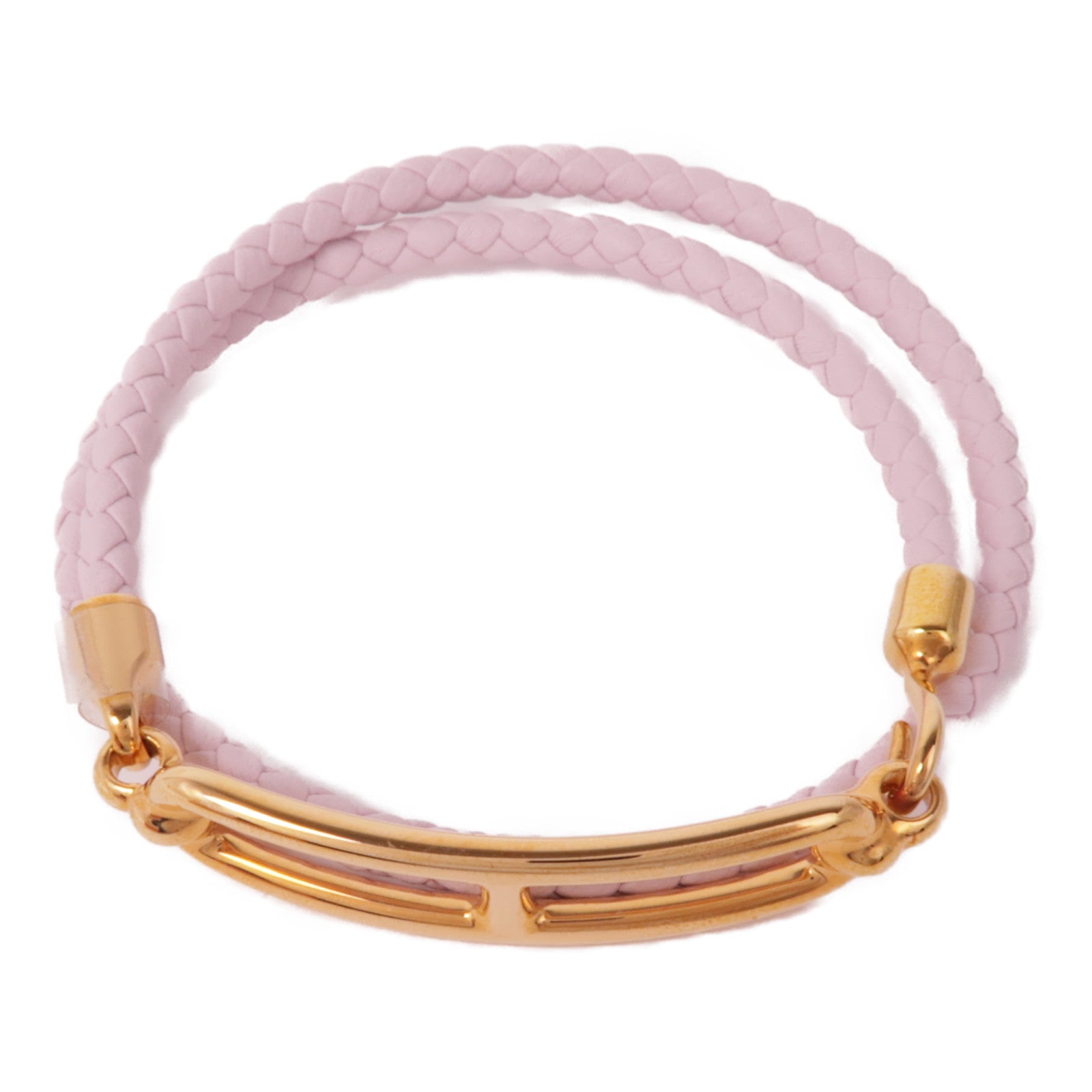 HERMES 皮革Roulis Double Tour Bracelet金扣手鐲