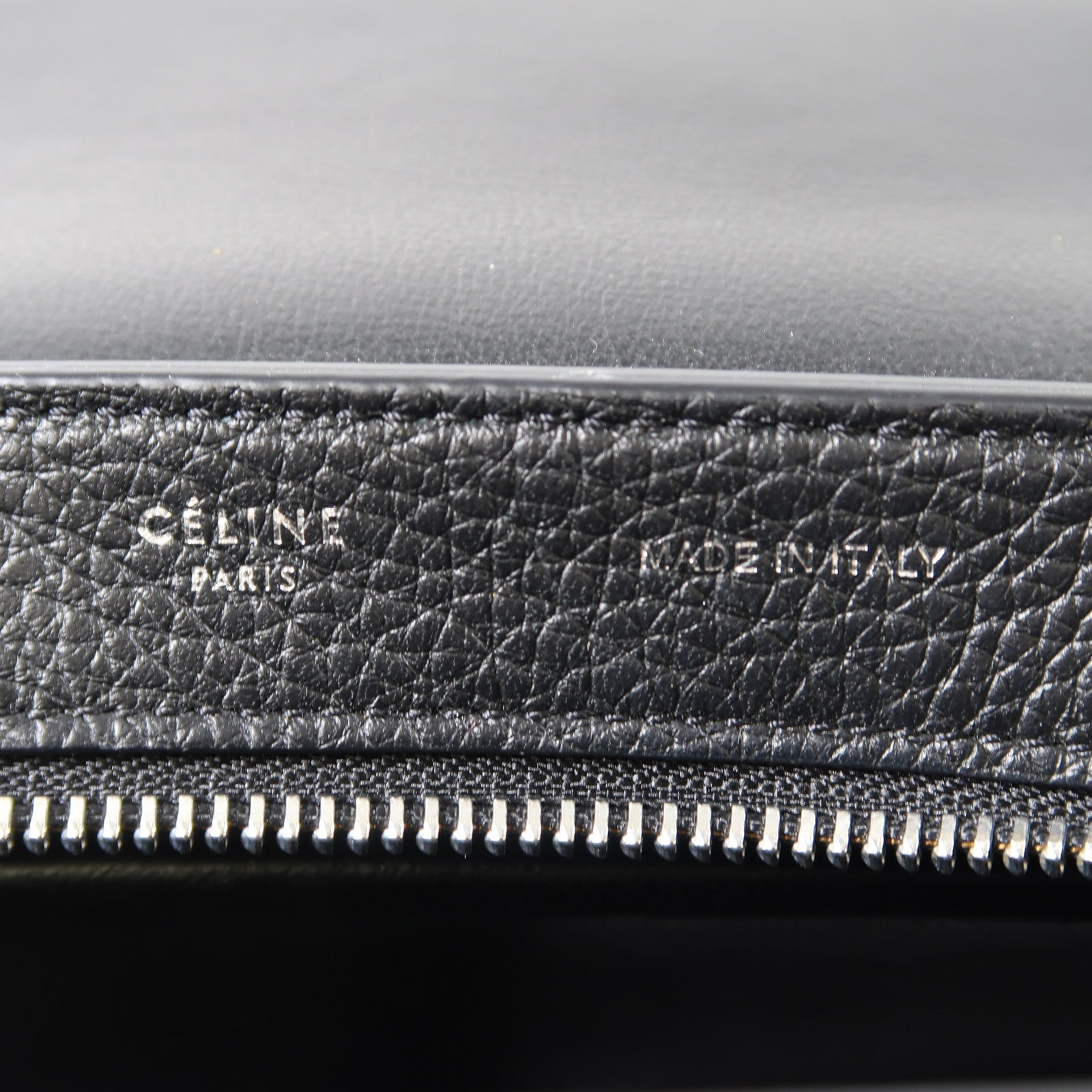 CELINE 牛皮皮革Trapeze銀扣手挽肩背兩用袋黑色