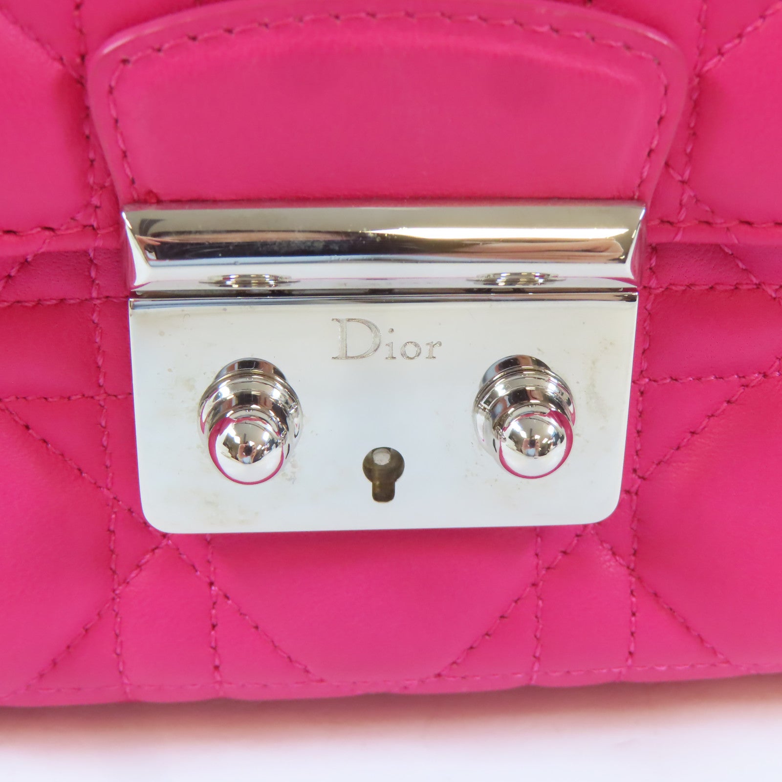 Dior 羊皮皮革Miss Dior銀扣鏈帶肩背袋粉紅色