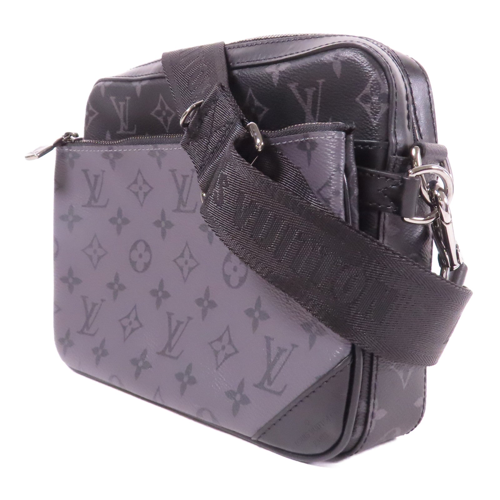 LOUIS VUITTON Monogram Eclipse Reverse Trio Messenger銀扣肩背袋