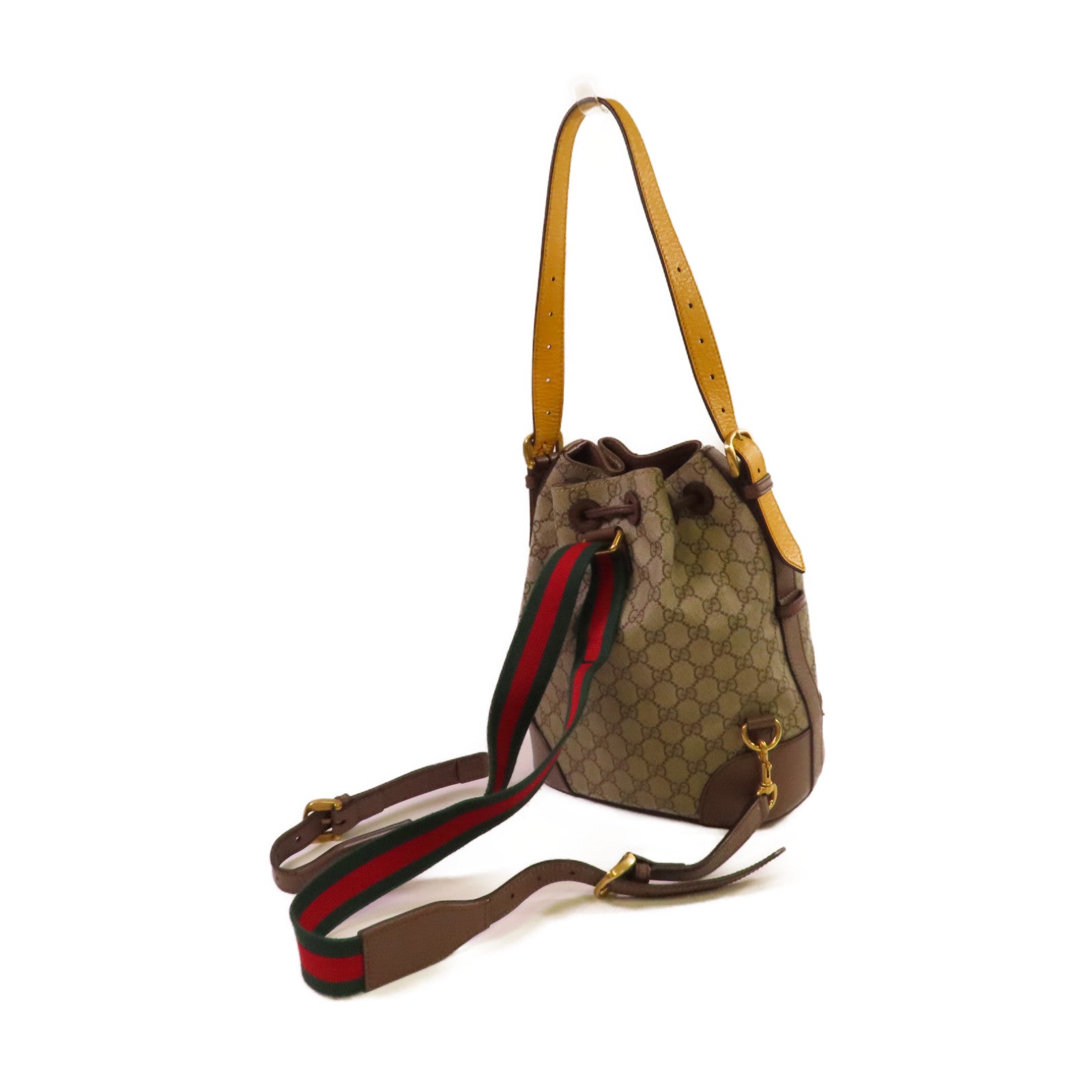 GUCCI 塗層帆布Neo Vintage 2Way Bucket Backpack金扣背包/肩背兩用袋啡色