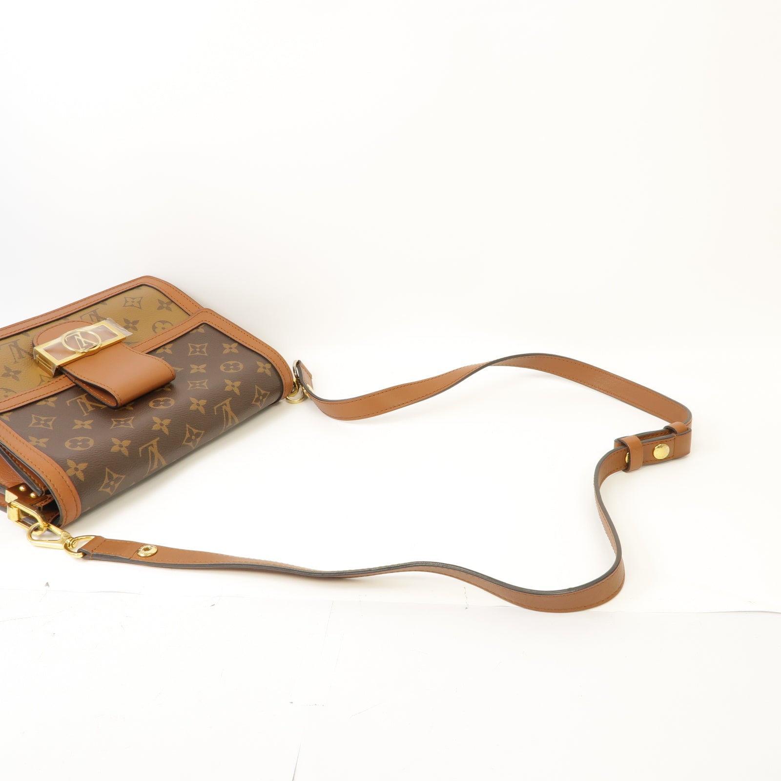 LOUIS VUITTON 【激減優惠】Monogram Reverse Dauphine金扣肩背袋棕色