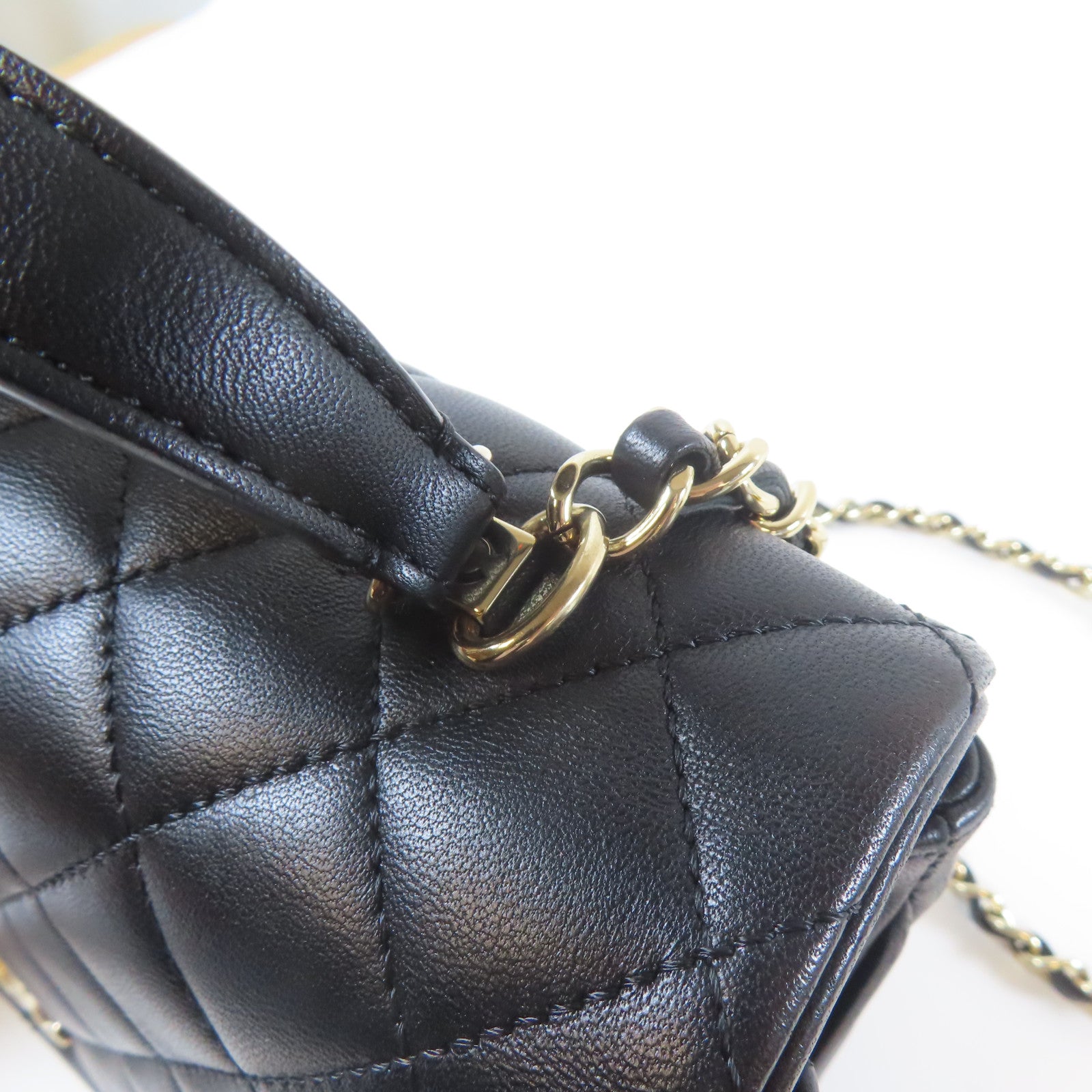 CHANEL 菱格牛皮皮革2 Way Shoulder Bag金扣手挽肩背兩用袋黑色
