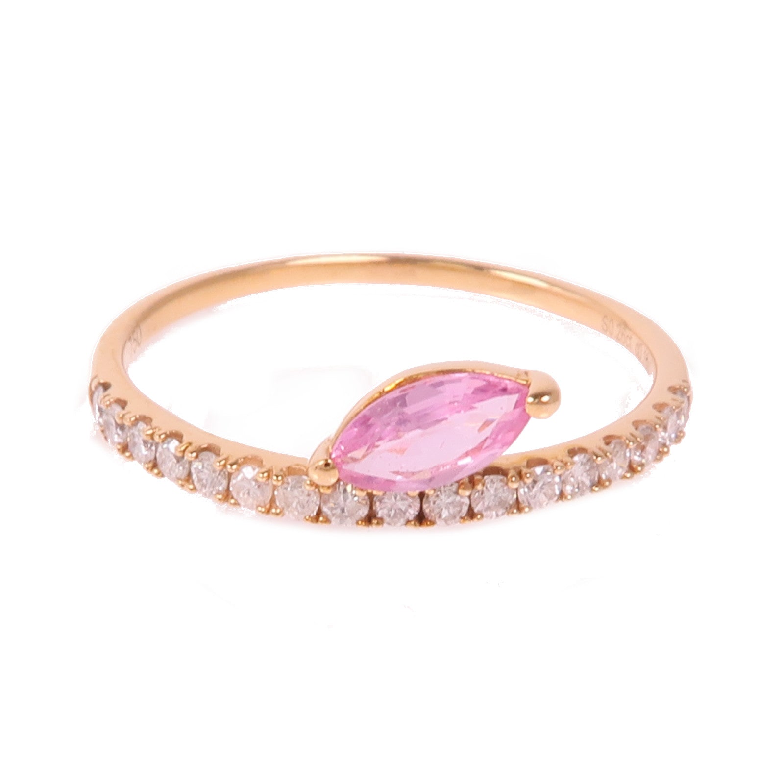 JEWELRY 18K玫瑰金Pink Sapphire/Diamond Ring粉紅色藍寶石/鑽石戒指US#6.75