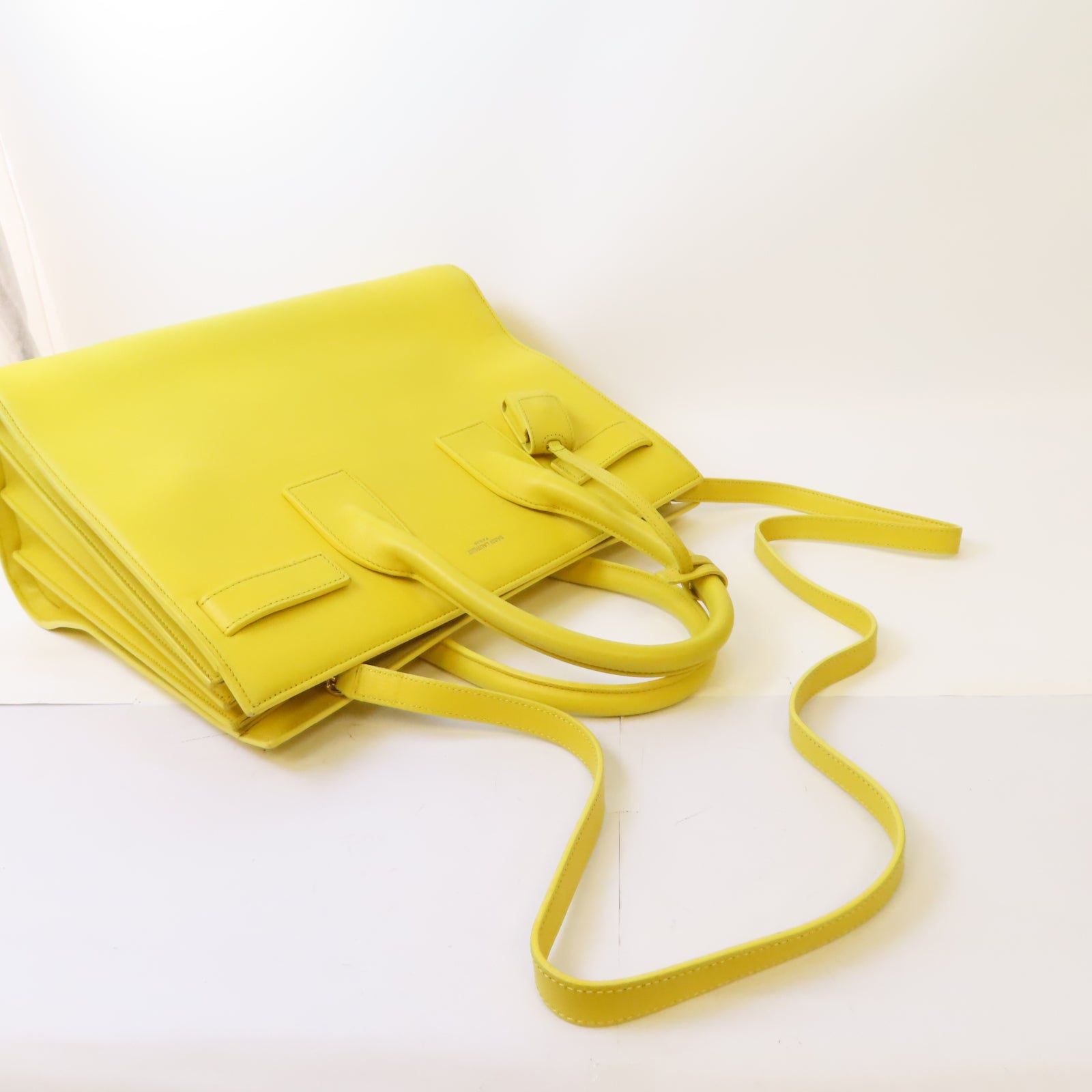 SAINT LAURENT 牛皮皮革Sac De Jour Bag金扣手挽肩背兩用袋黃色