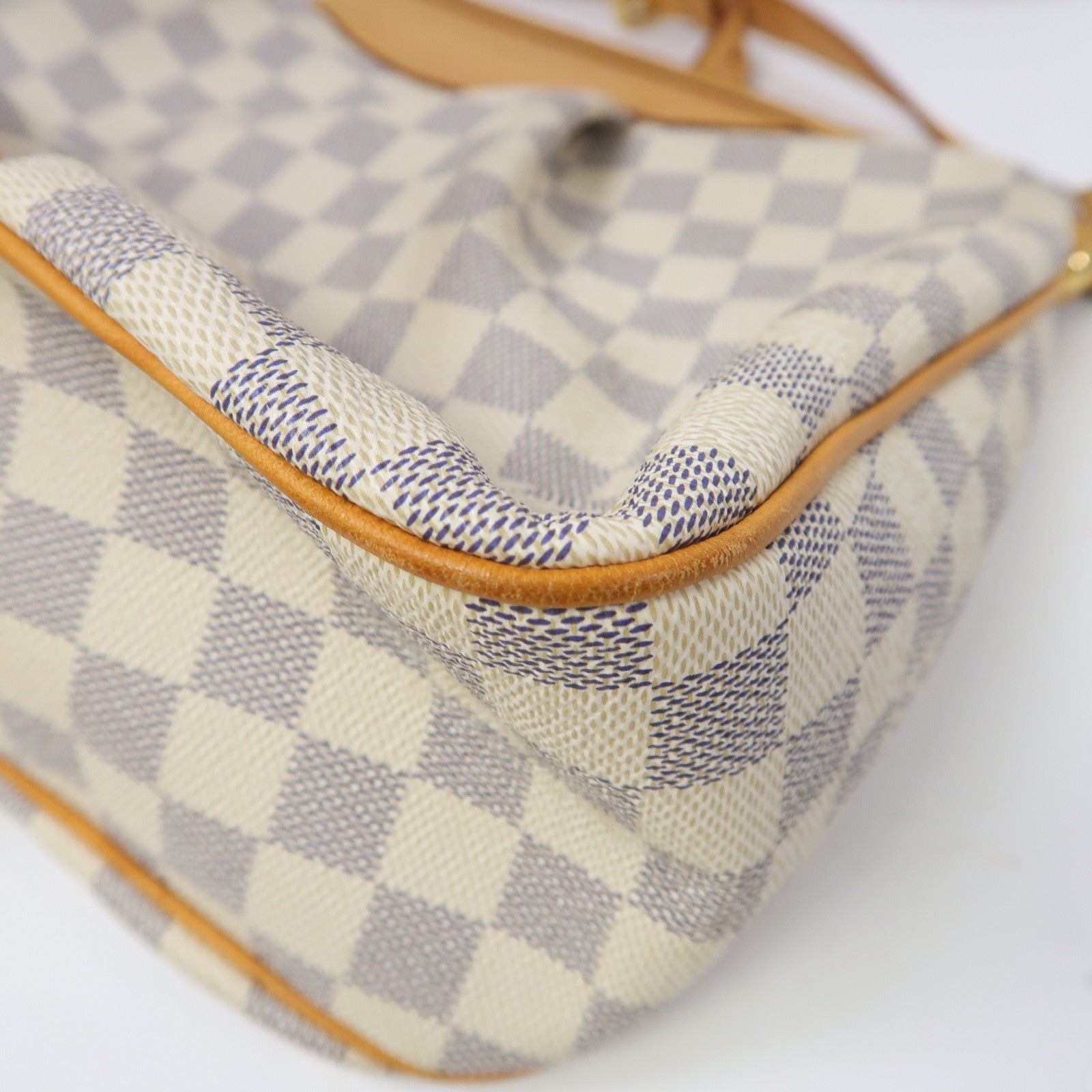 LOUIS VUITTON Damier Azur Siracusa MM金扣肩背袋白色