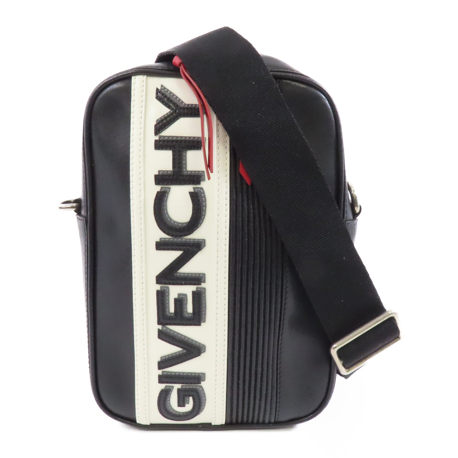 GIVENCHY 皮革Shoulder Bag銀扣肩背袋黑色