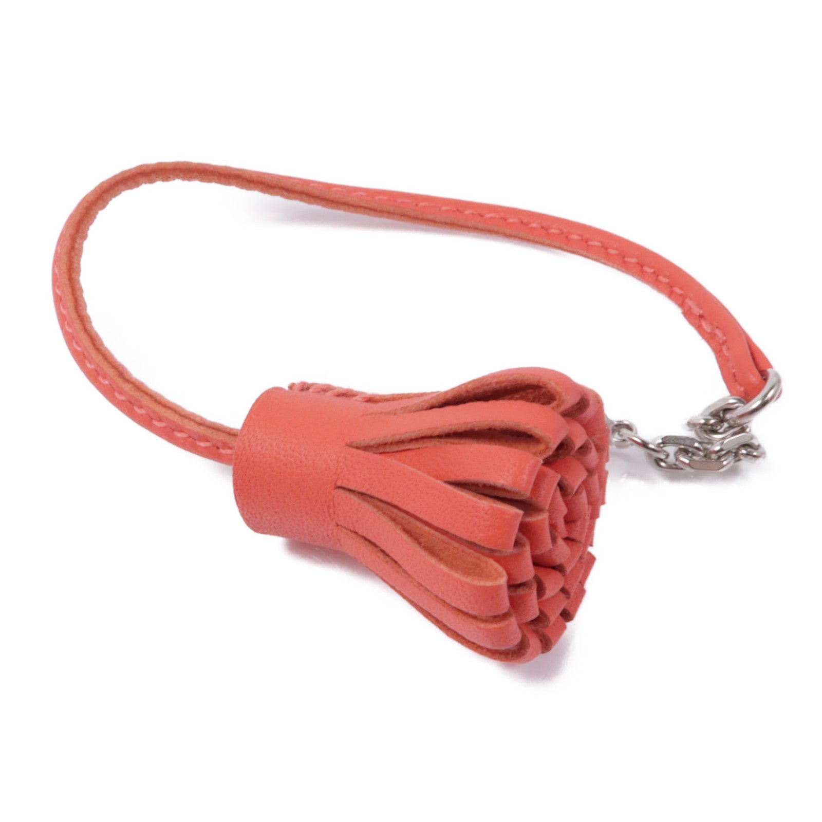 HERMES 皮革Carmencita MM銀扣掛飾Red