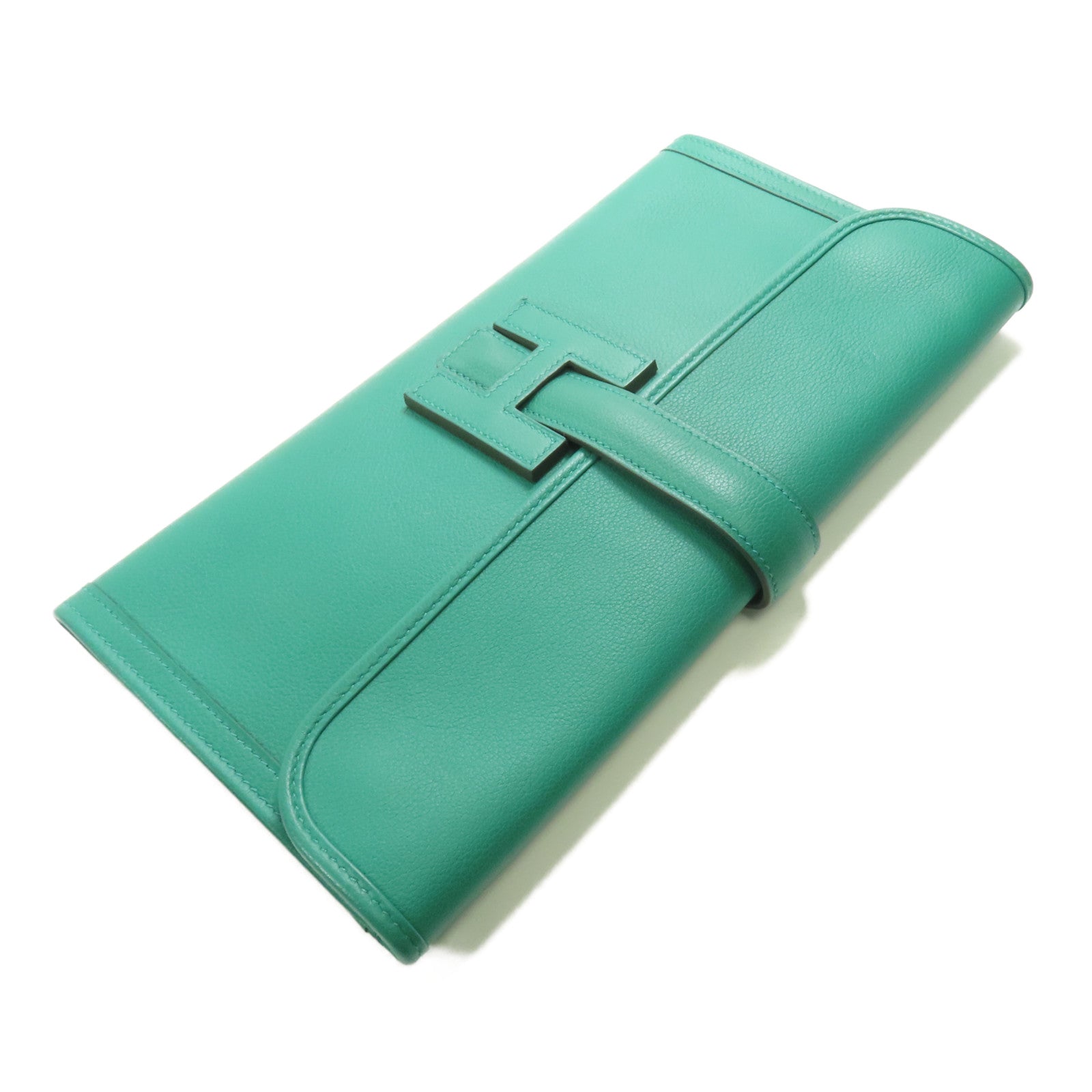 HERMES Swift皮革Jige Duo手拿包Z6 Malachite
