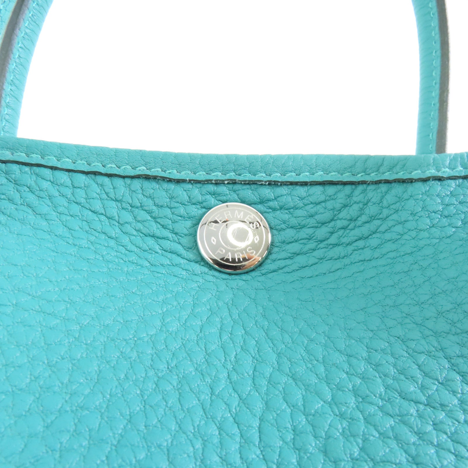 HERMES Negonda皮革Garden Party TPM銀扣手挽袋Vert Jade/綠色
