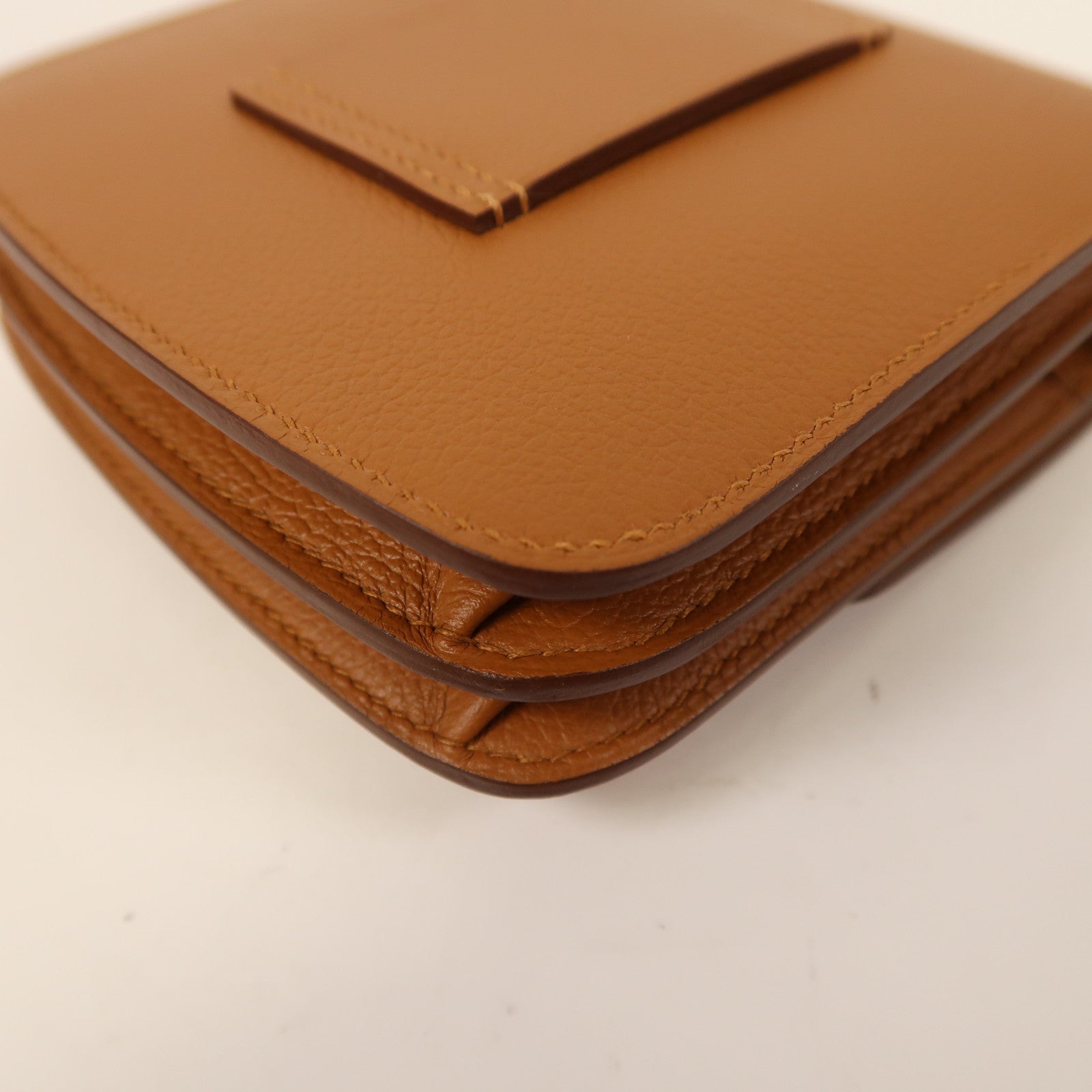 HERMES Evercolor皮革2002 Wallet銀扣錢包Gold