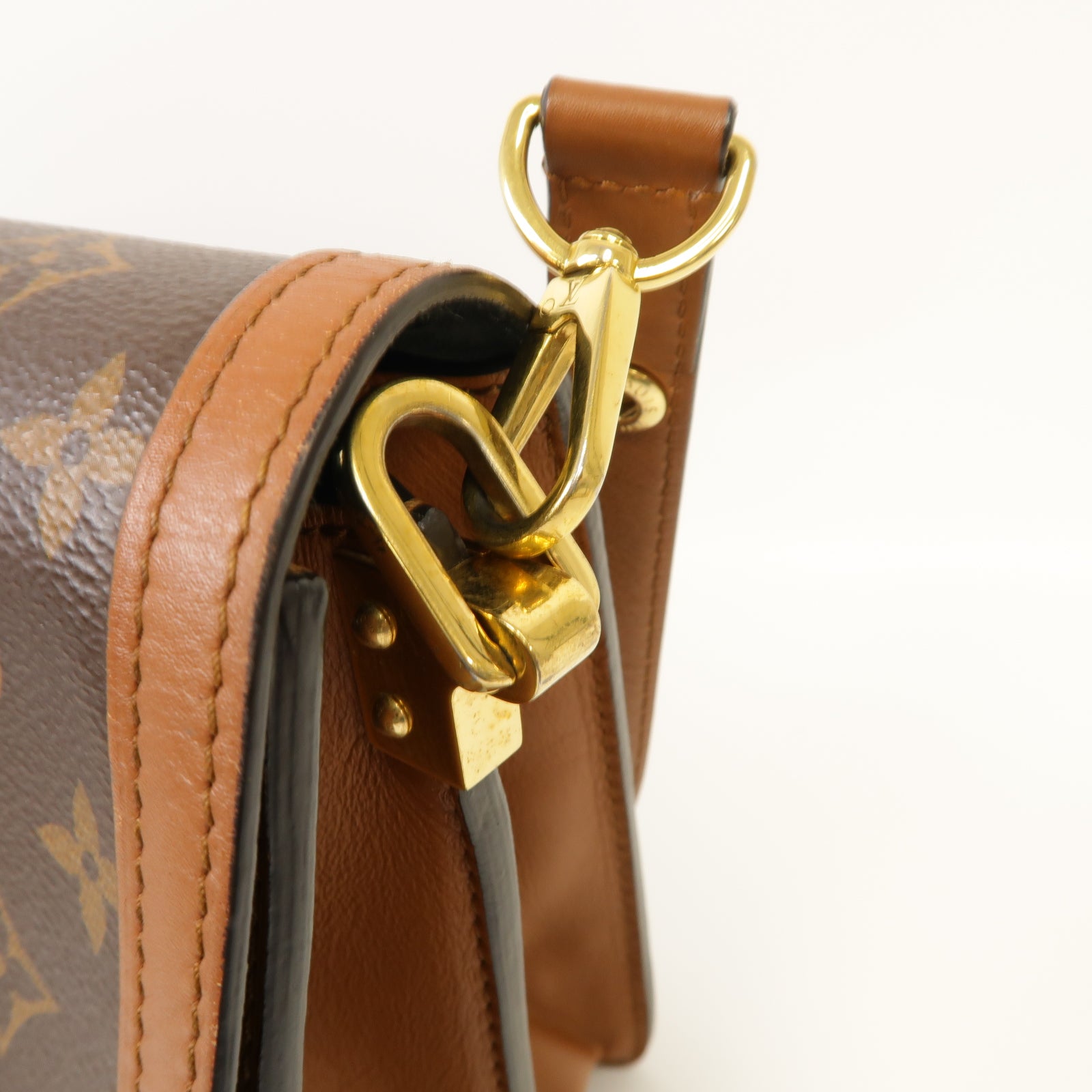 LOUIS VUITTON 【激減優惠】Monogram Reverse Dauphine金扣肩背袋棕色