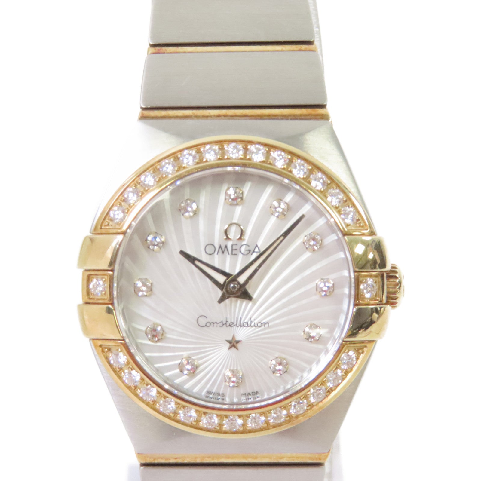 OMEGA Constellation 24mm Watch/18K黃金/不鏽鋼/鑽石自動機芯手錶白色/金色