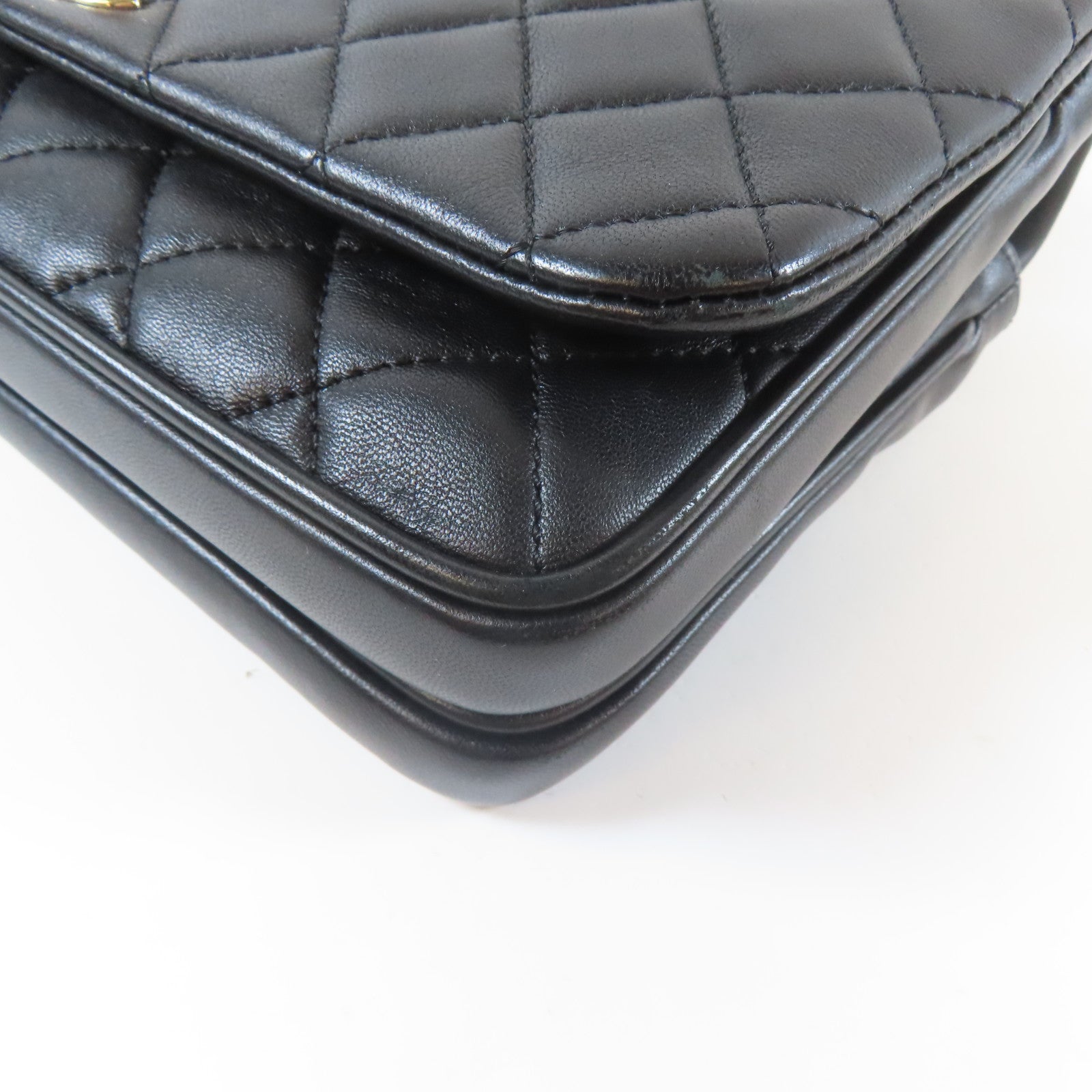 CHANEL 菱格牛皮皮革2 Way Shoulder Bag金扣手挽肩背兩用袋黑色