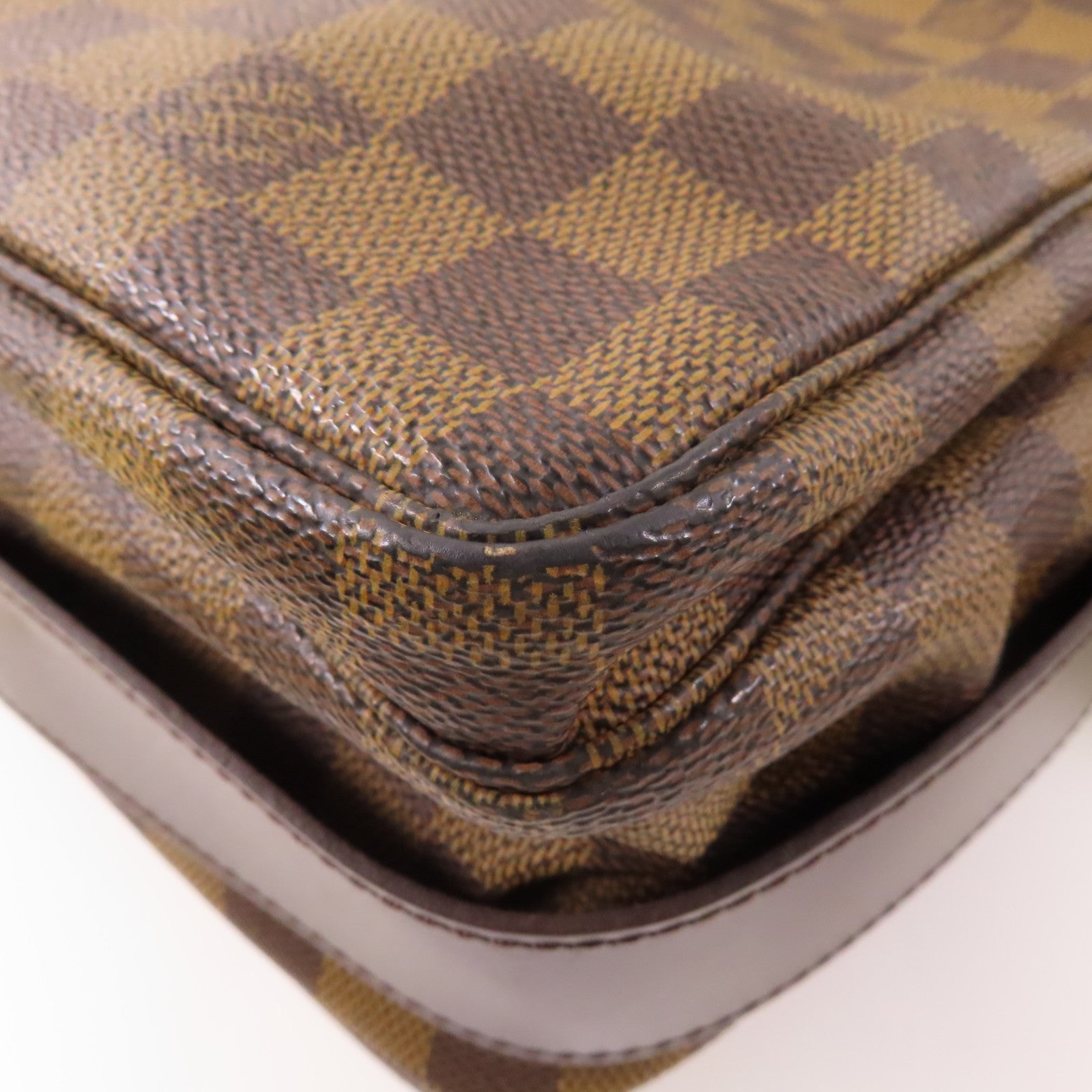 LOUIS VUITTON 【激減優惠】Damier Naviglio金扣肩背袋棕色