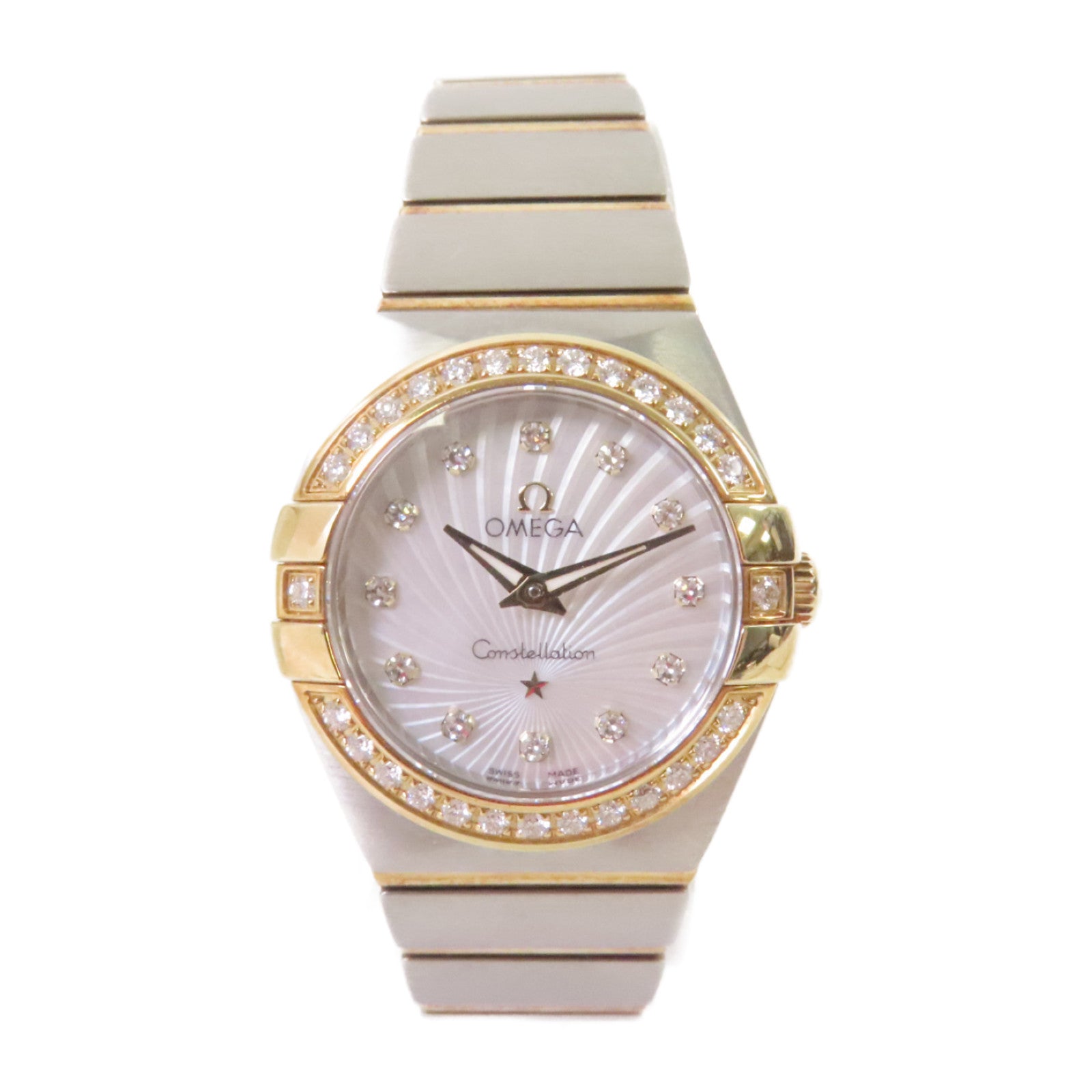 OMEGA Constellation 24mm Watch/18K黃金/不鏽鋼/鑽石自動機芯手錶白色/金色