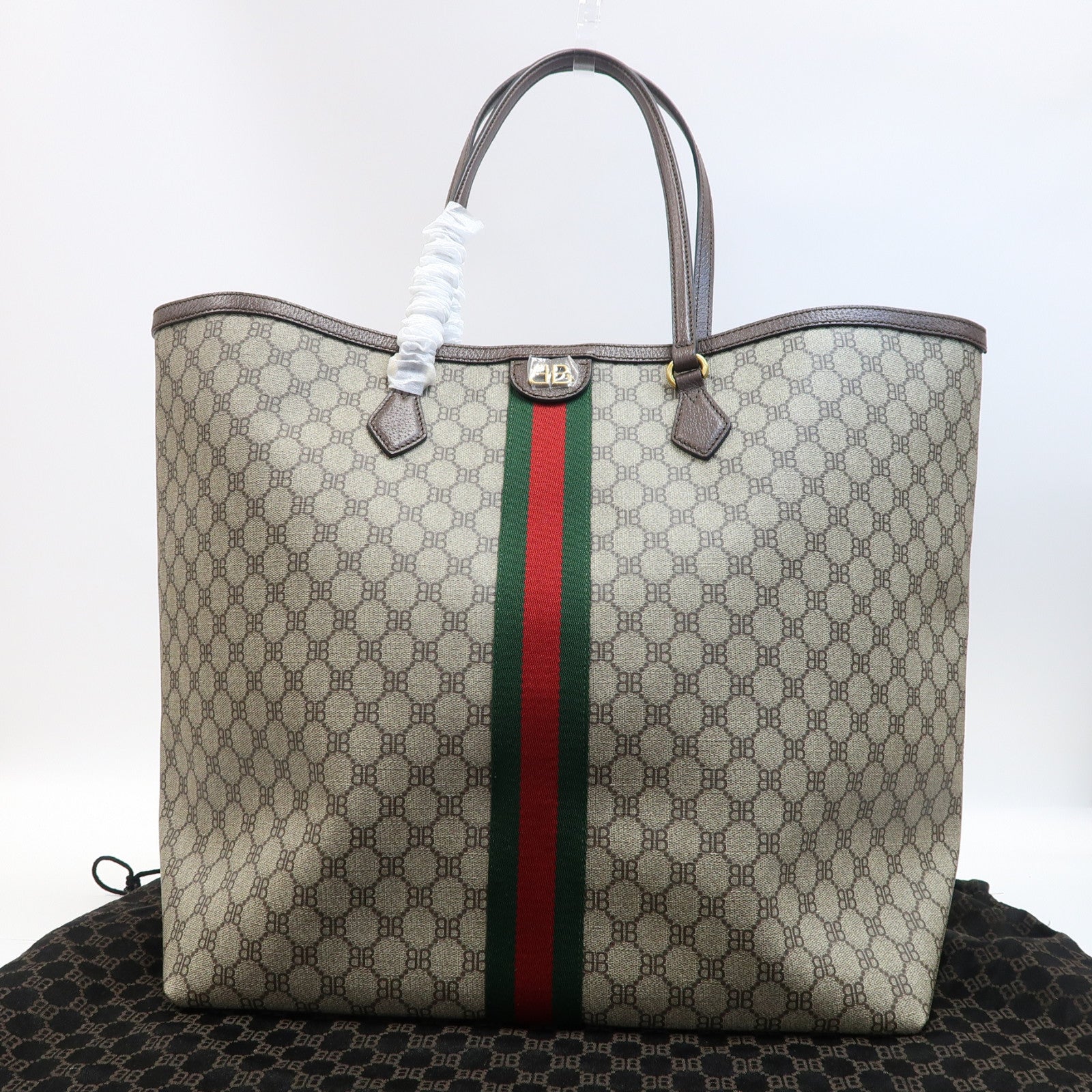 BALENCIAGA 塗層帆布Tote Bag金扣肩背袋啡色