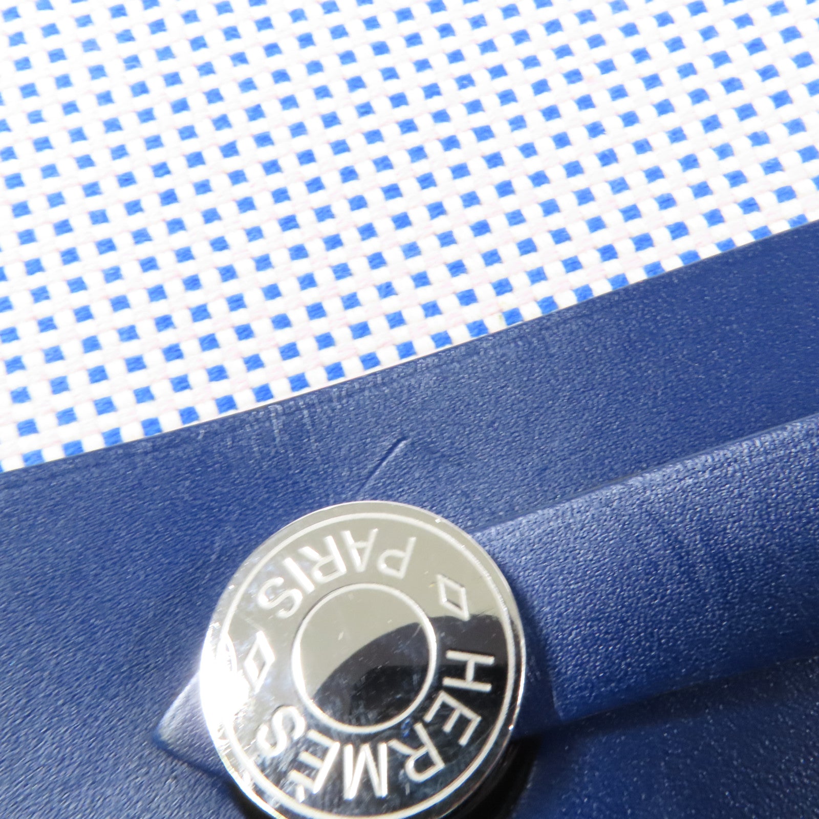 HERMES 帆布Herbag PM銀扣手挽肩背兩用袋Maue/Bleu