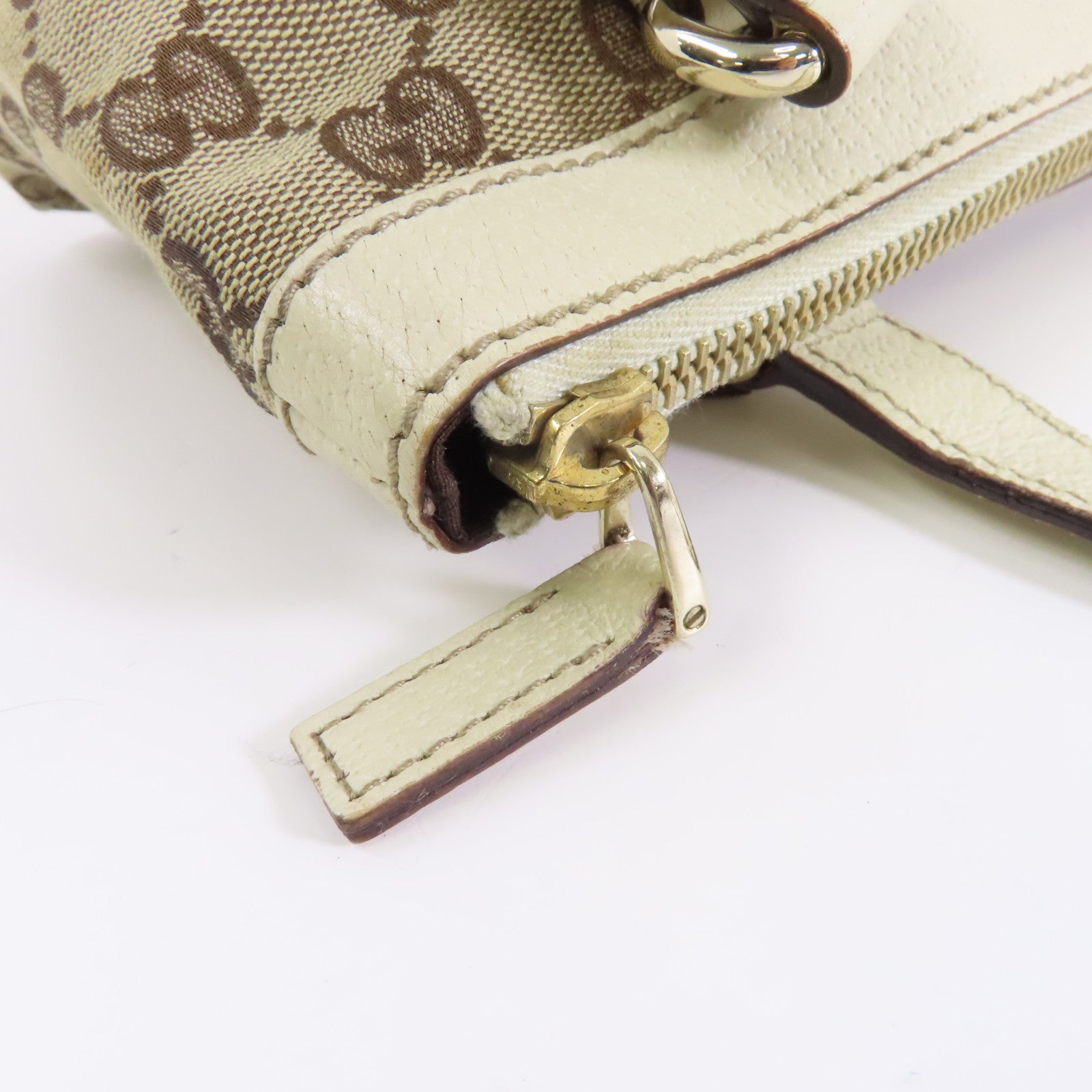 GUCCI 帆布/皮革Shoulder Bag金扣肩背袋啡色/啡色