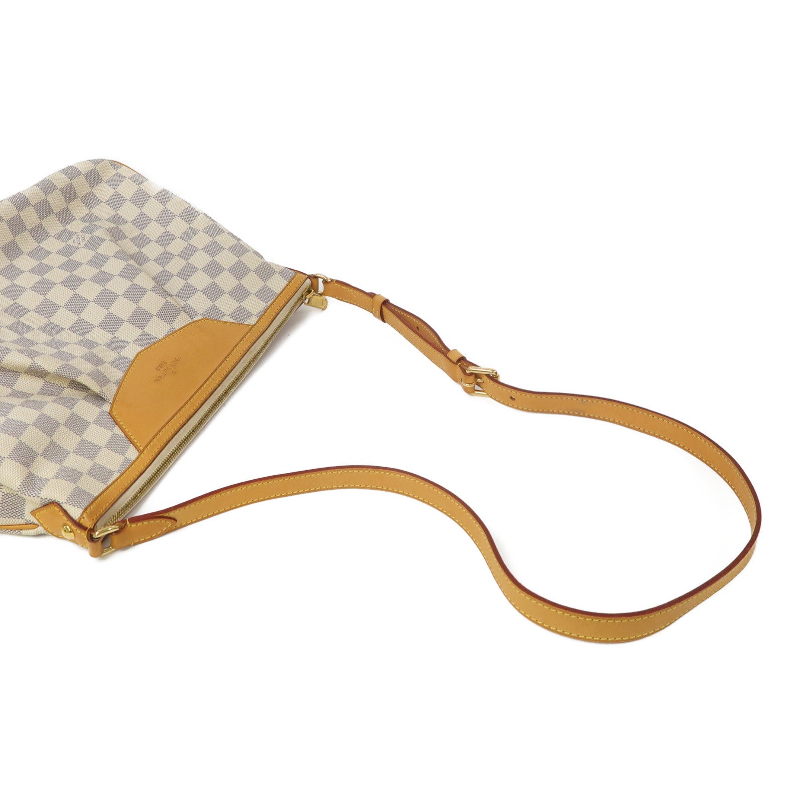 LOUIS VUITTON Damier Azur Siracusa MM金扣肩背袋白色