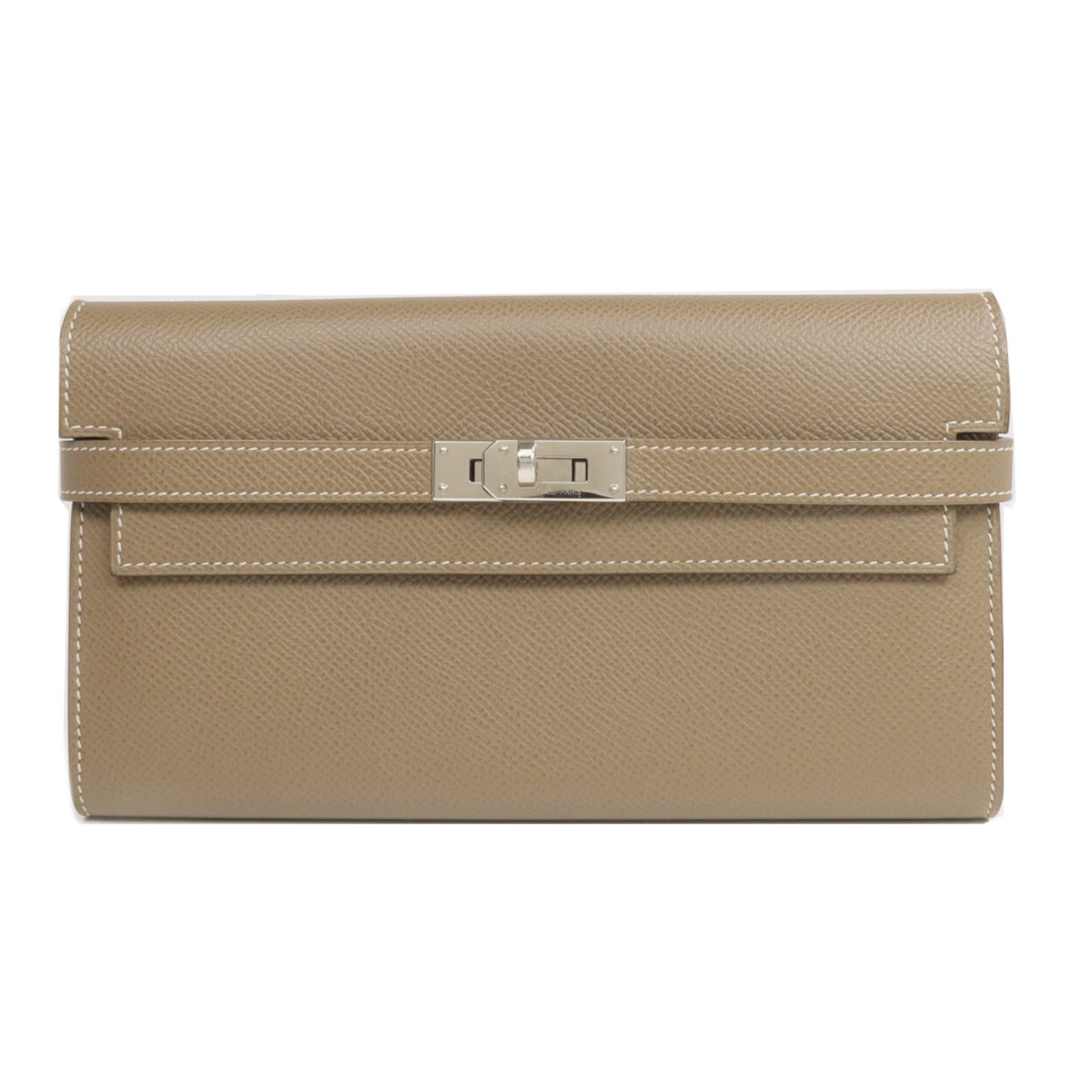 HERMES Epsom皮革Kelly Long Wallet長錢包Etoupe