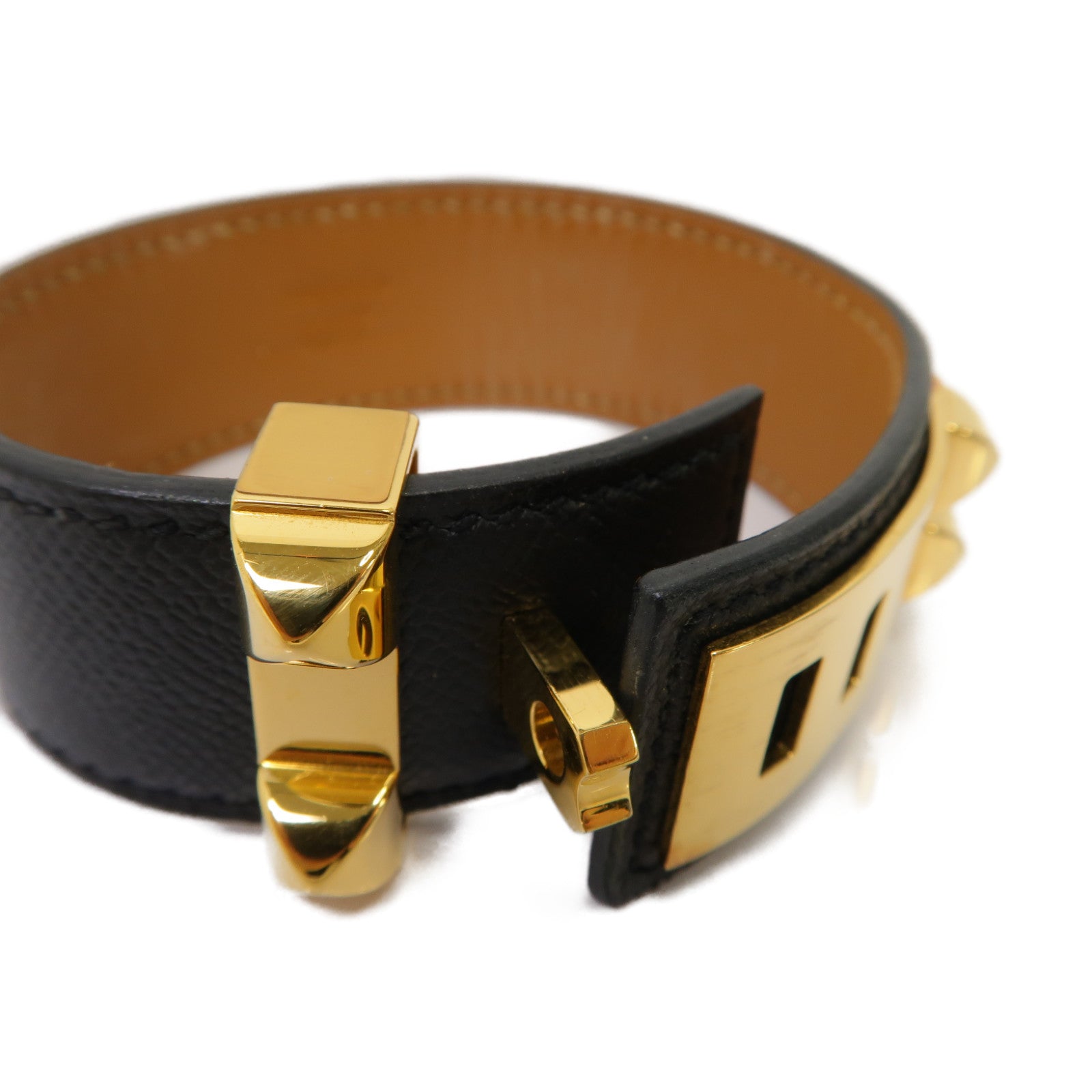 HERMES 【激減優惠】Epsom皮革/金屬CDC 24 Bracelet手鏈黒色/金色