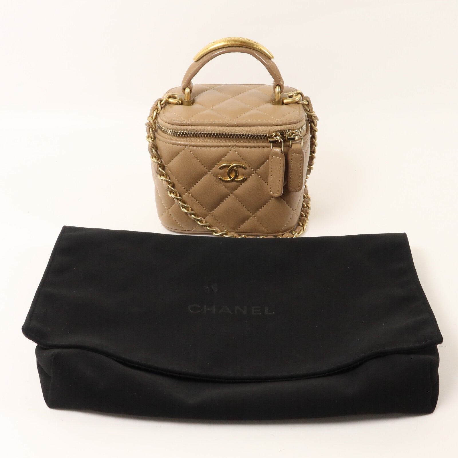 CHANEL 羊皮皮革Vanity Case鏈帶手挽肩背兩用袋