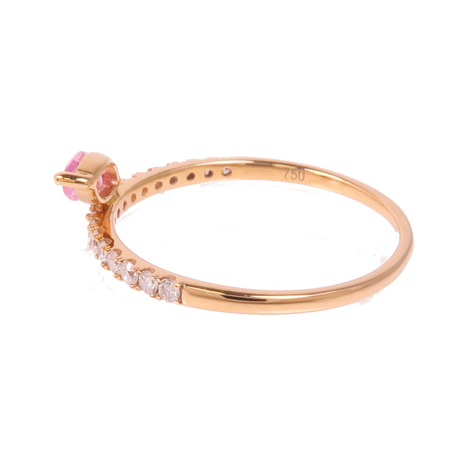 JEWELRY 18K玫瑰金Pink Sapphire/Diamond Ring粉紅色藍寶石/鑽石戒指US#6.75