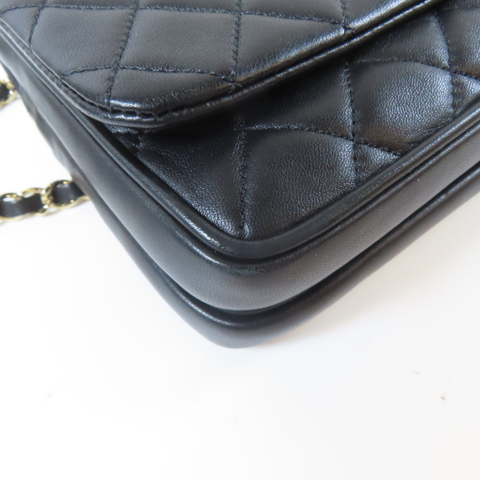 CHANEL 菱格牛皮皮革2 Way Shoulder Bag金扣手挽肩背兩用袋黑色