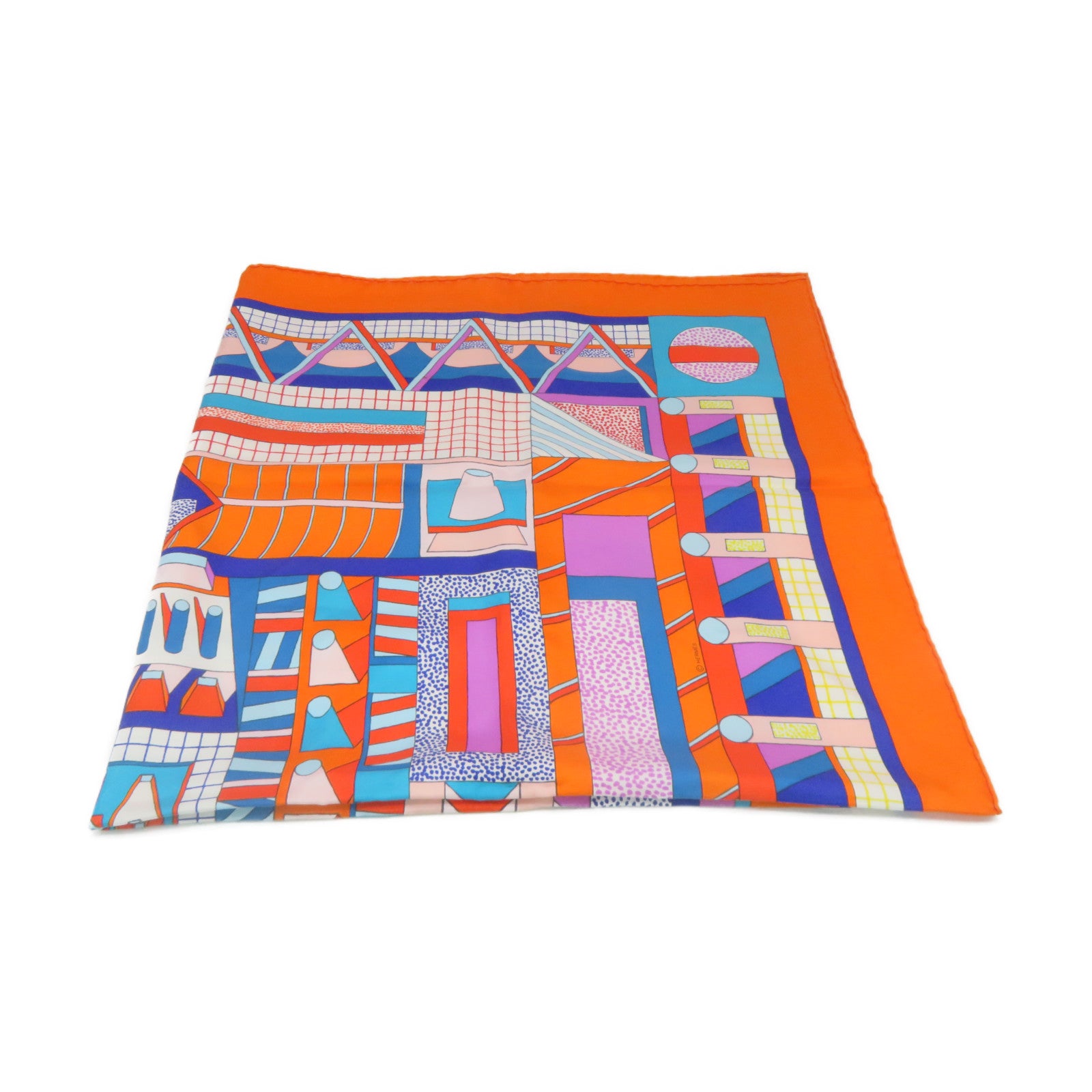 HERMES 丝质Scarf 90x90丝巾橙色/蓝色/彩色