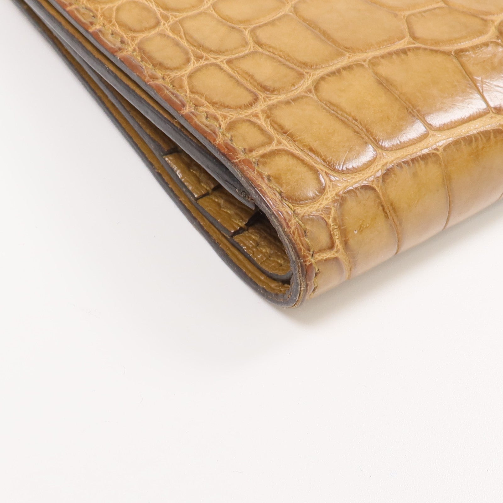 HERMES Alligator Mat皮革Bearn Compact Wallet金扣錢包Sesam