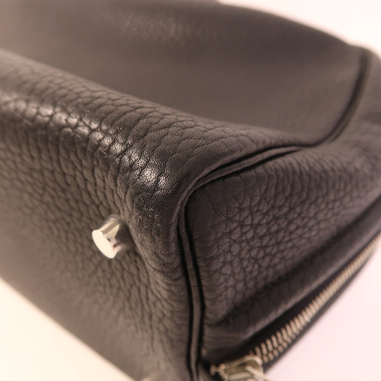 HERMES Fjord皮革Sack Amvie 36銀扣手挽袋Noir