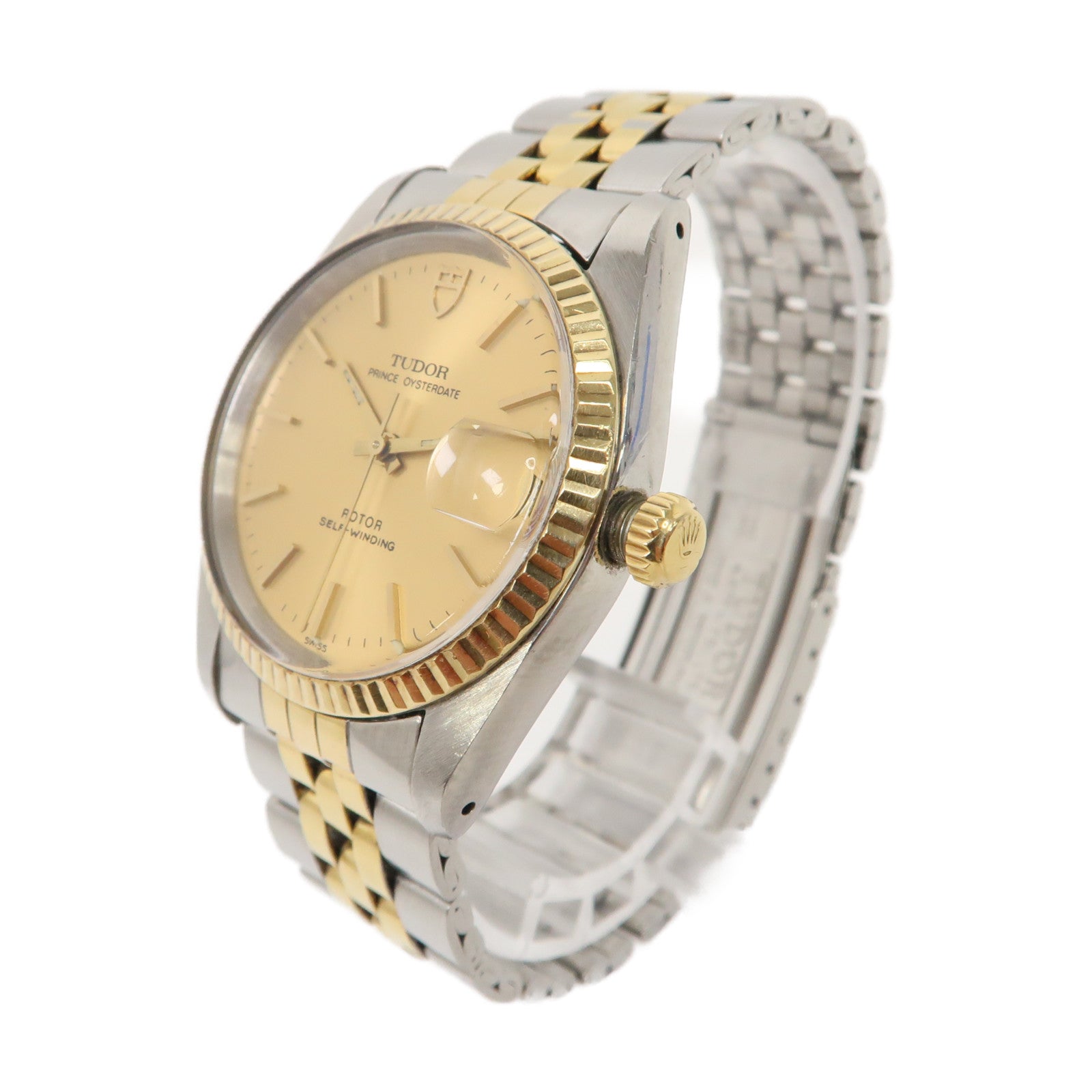 TUDOR Prince Oysterdate 18K黃金/不鏽鋼手錶自動機芯金色– Brand Off