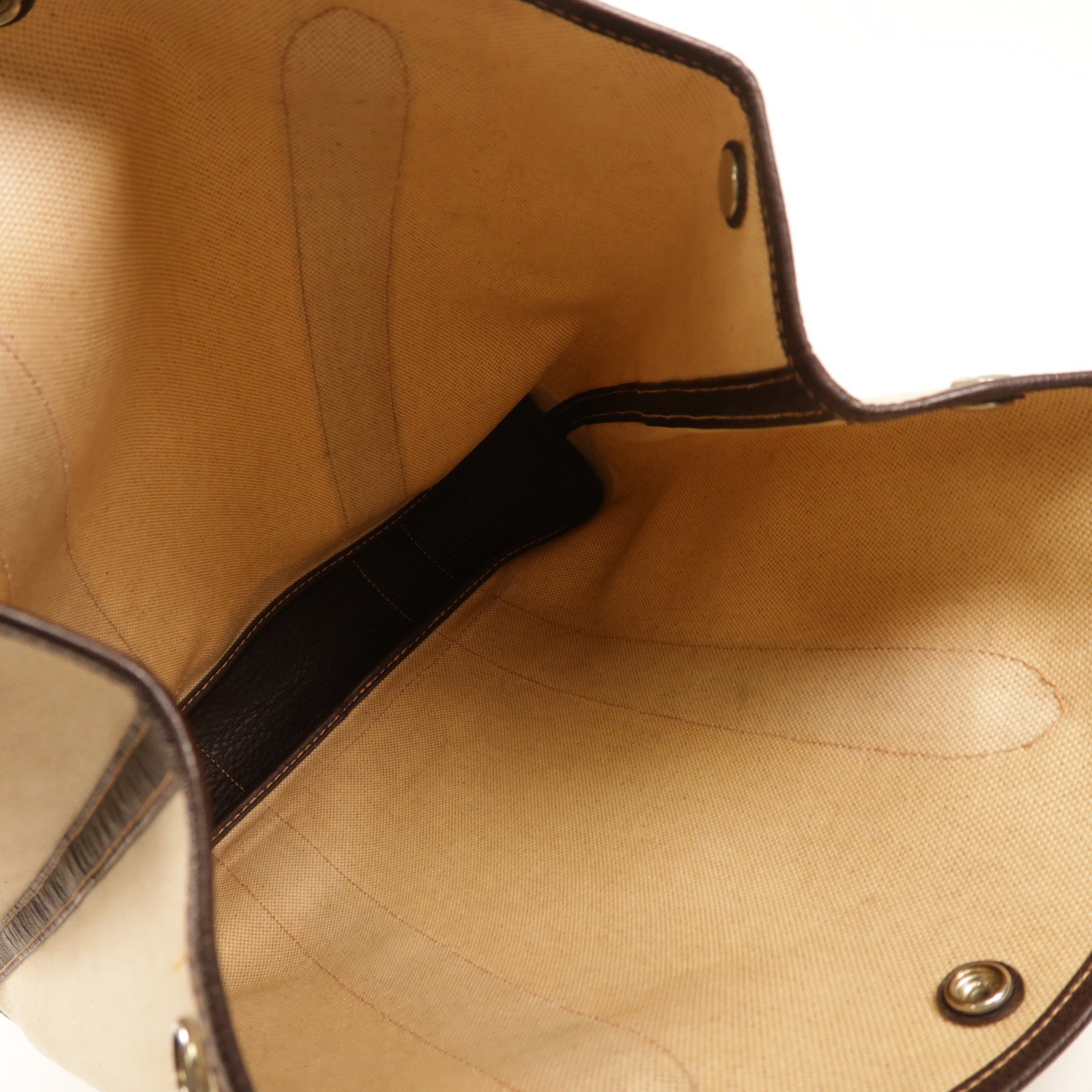 HERMES 帆布/皮革Garden File MM銀扣手挽袋Beige