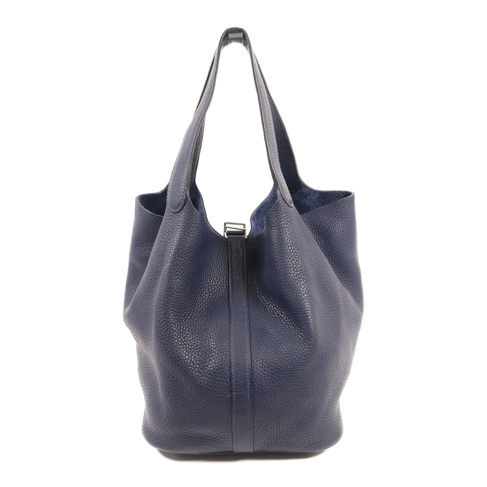 HERMES 【激減優惠】Clemence皮革Picotin GM銀扣手挽袋Bleu Nuit