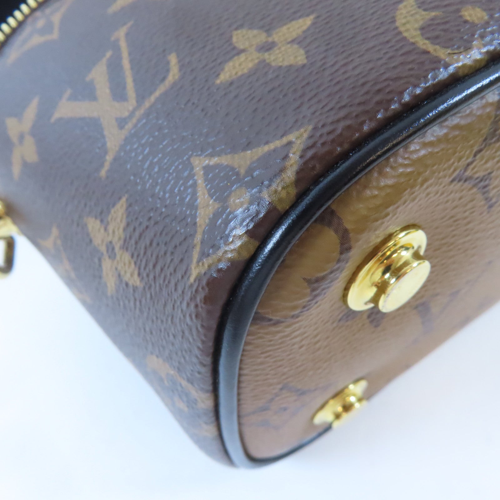 LOUIS VUITTON Monogram Reverse Vanity PM金扣手挽肩背兩用袋啡色