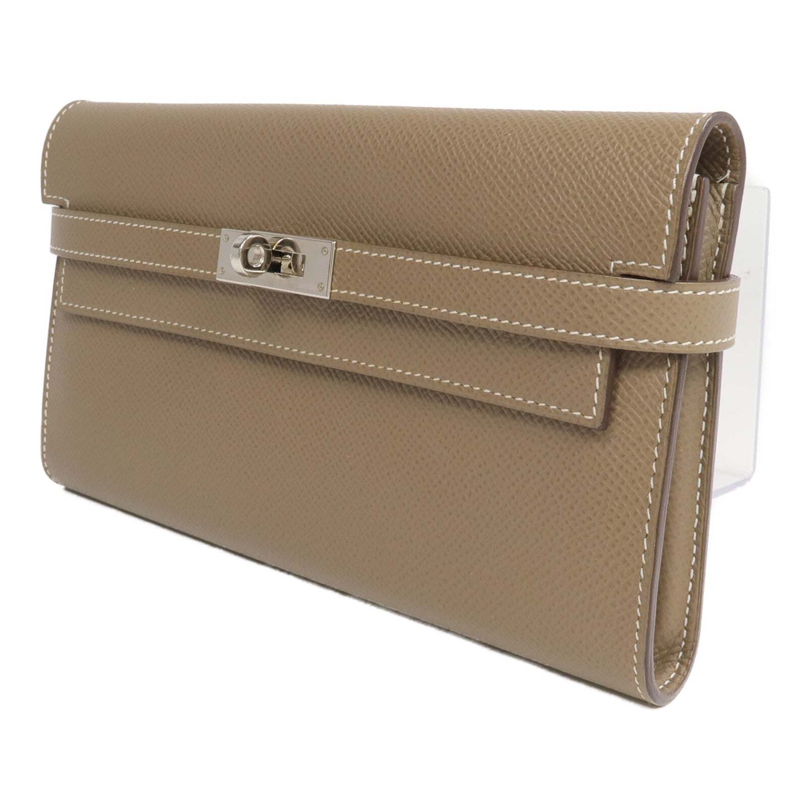HERMES Epsom皮革Kelly Long Wallet長錢包Etoupe