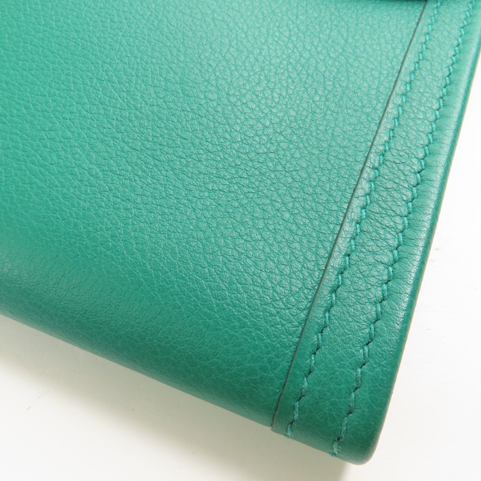 HERMES Swift皮革Jige Duo手拿包Z6 Malachite