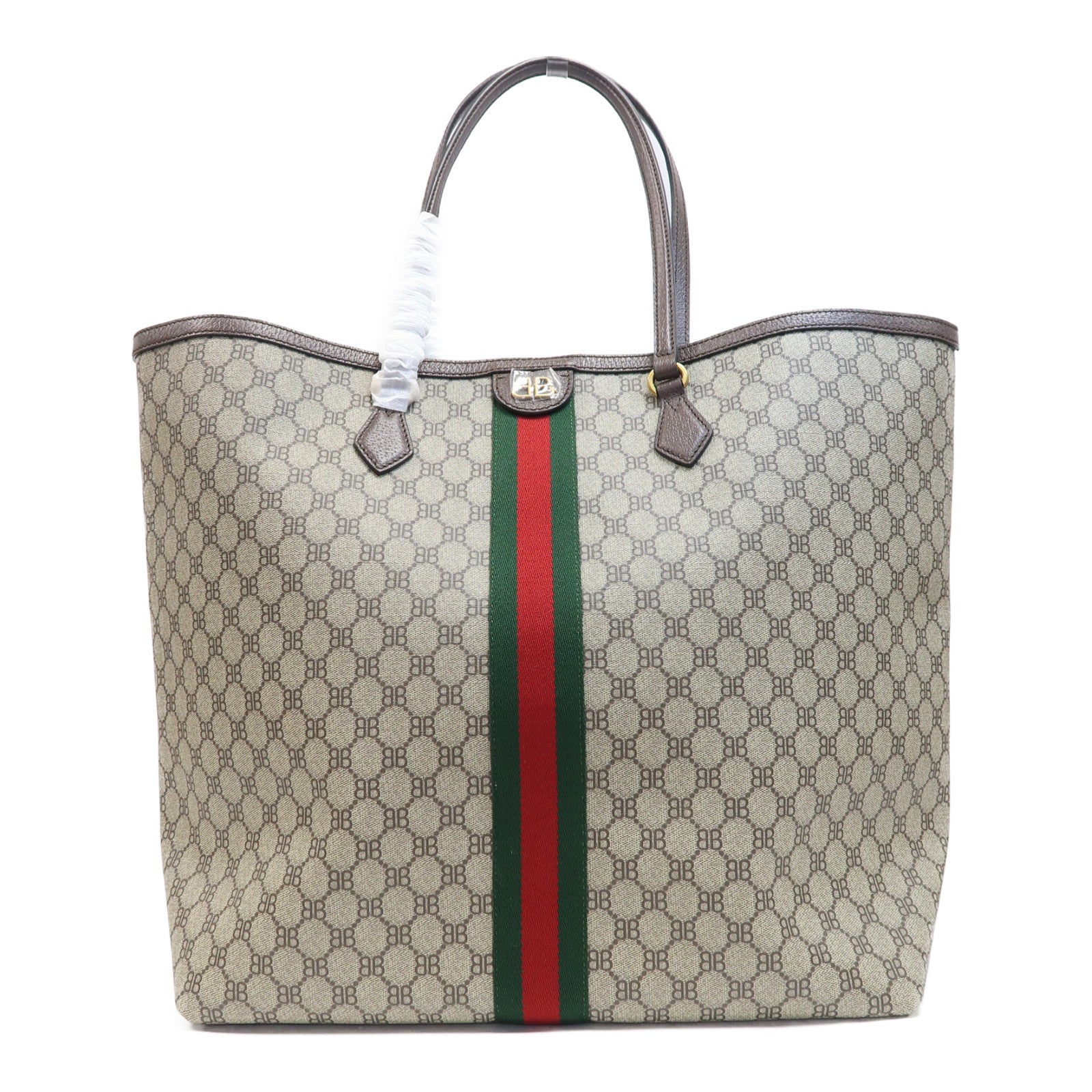 BALENCIAGA 塗層帆布Tote Bag金扣肩背袋啡色
