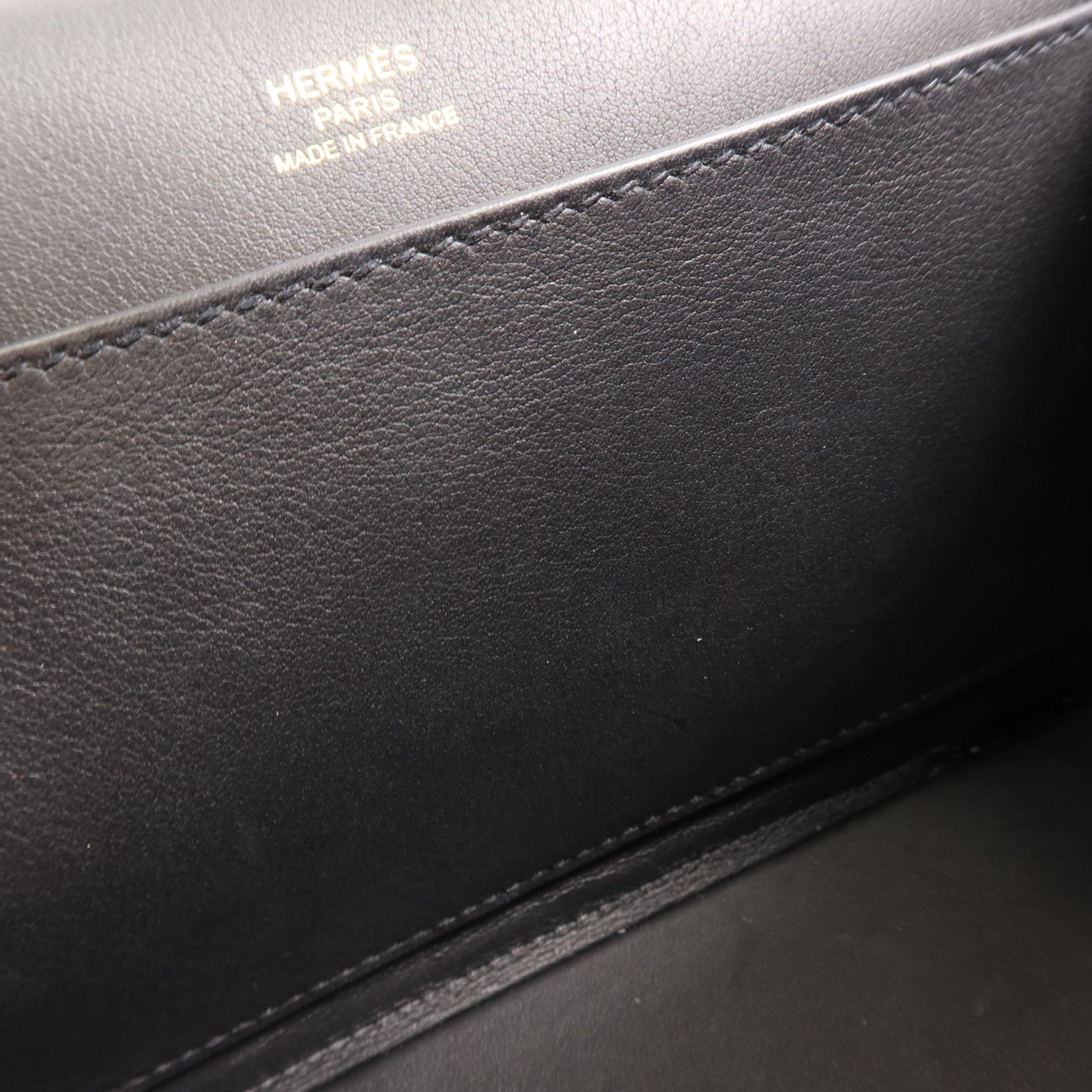 HERMES Chevre皮革Geta金扣肩背袋Noir