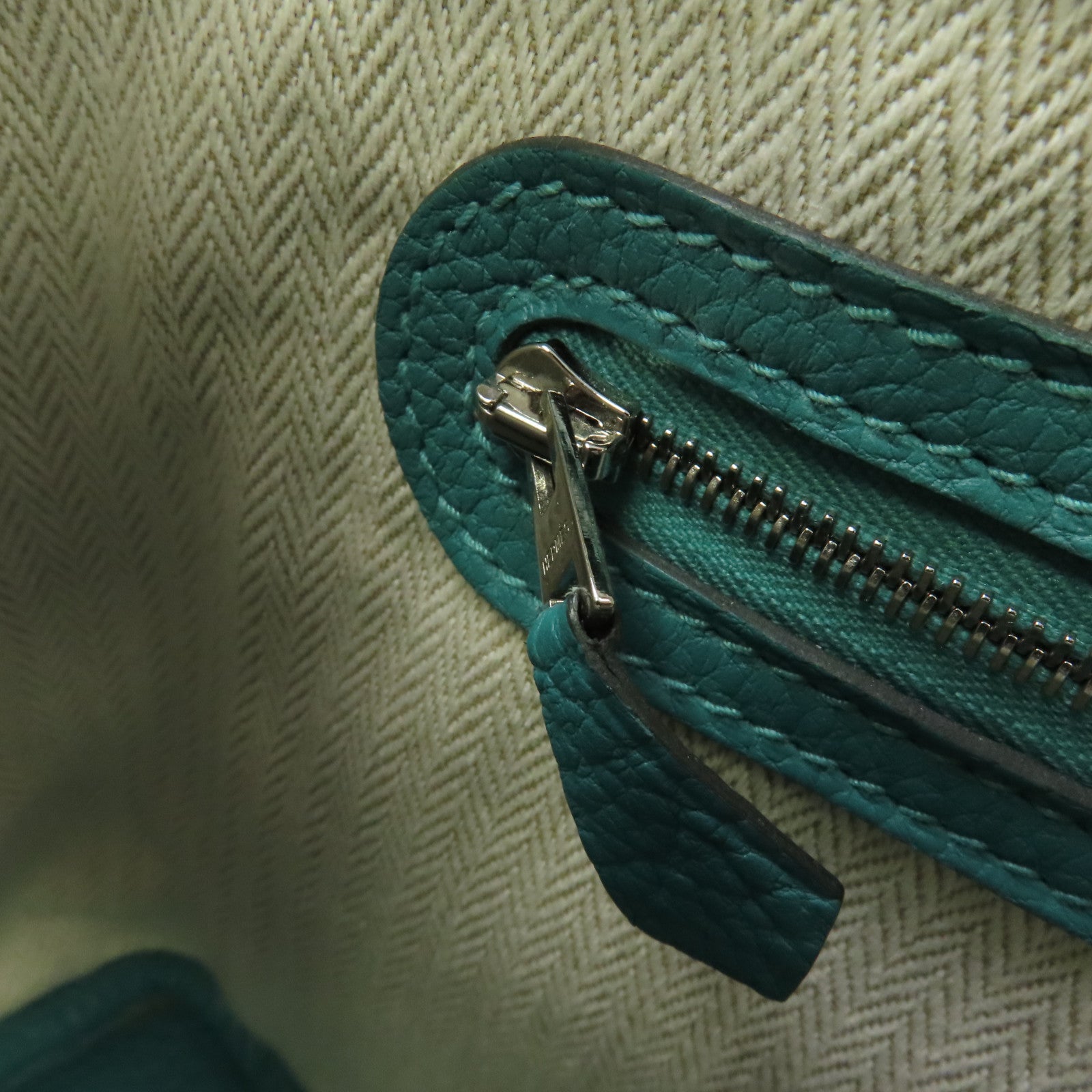 HERMES Negonda皮革Garden Party TPM銀扣手挽袋Vert Jade/綠色