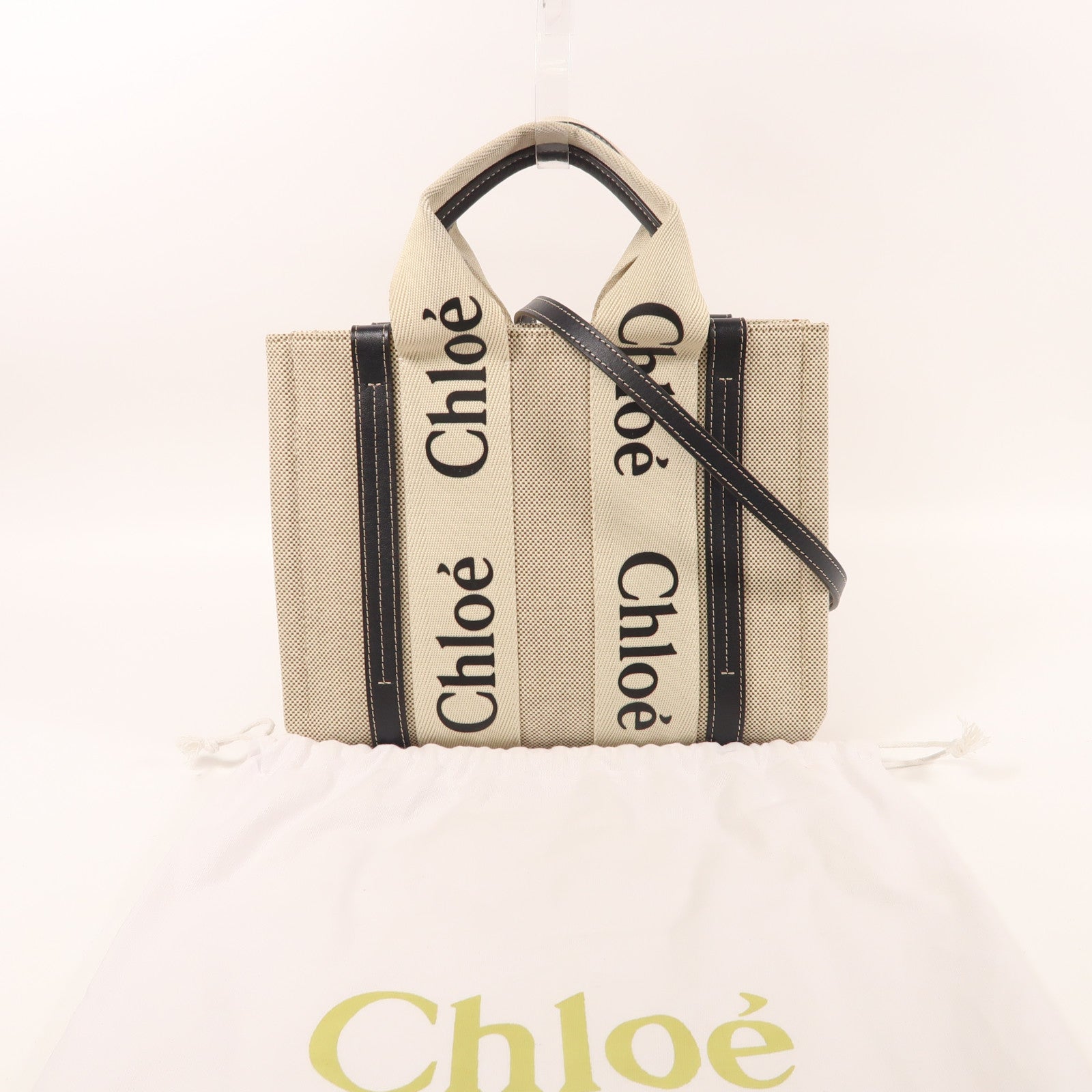 Chloe 帆布Small Woody金扣手挽肩背兩用袋