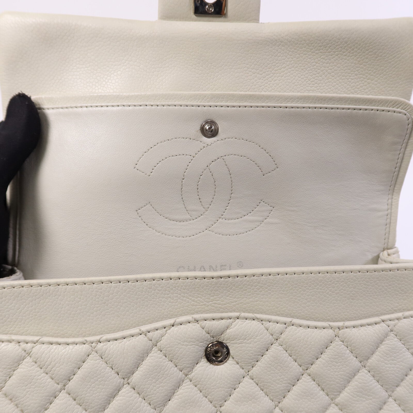 CHANEL 牛皮皮革Chain Shoulder Bag銀扣鏈帶肩背袋