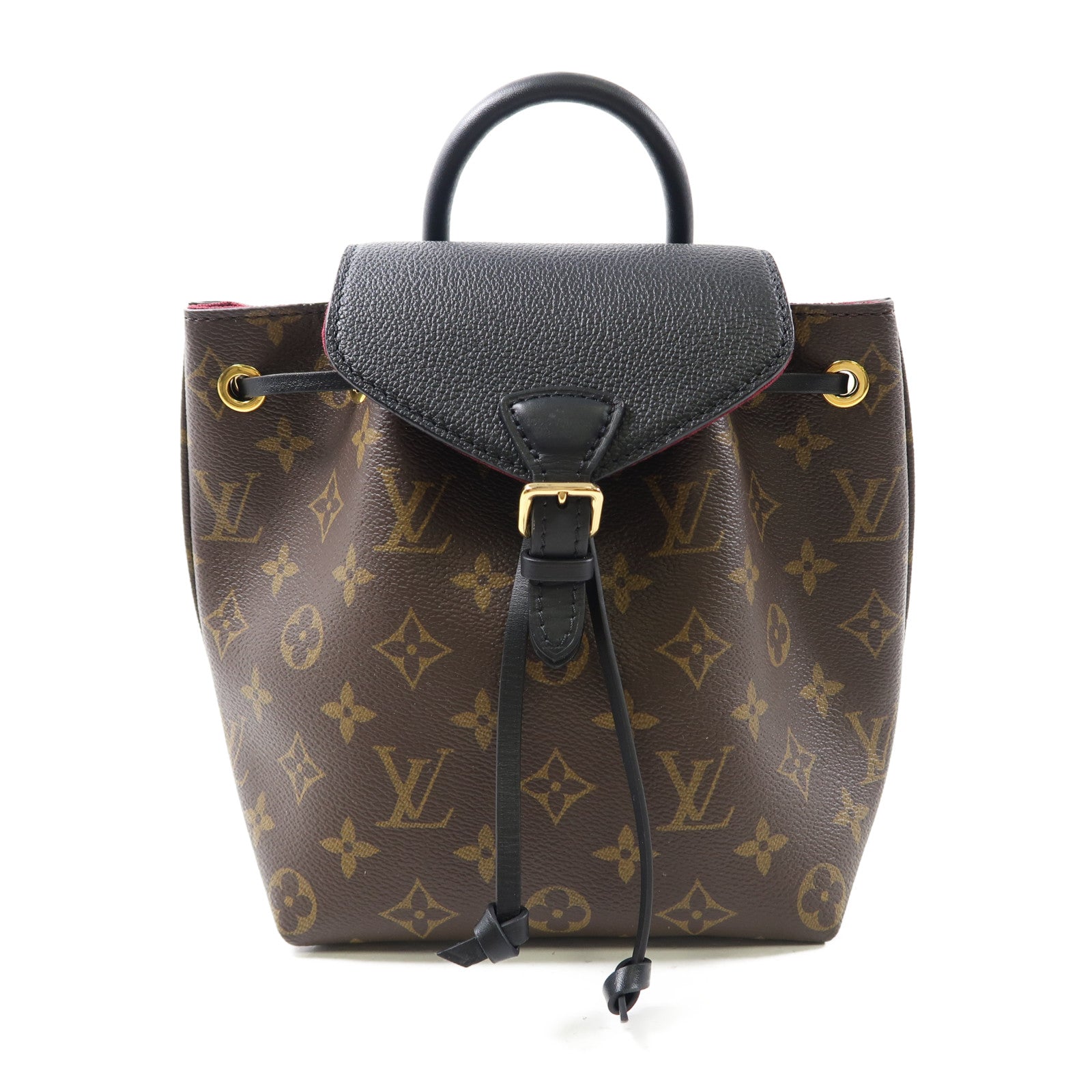 LOUIS VUITTON Monogram Montsouris BB金扣背包棕色/黑色