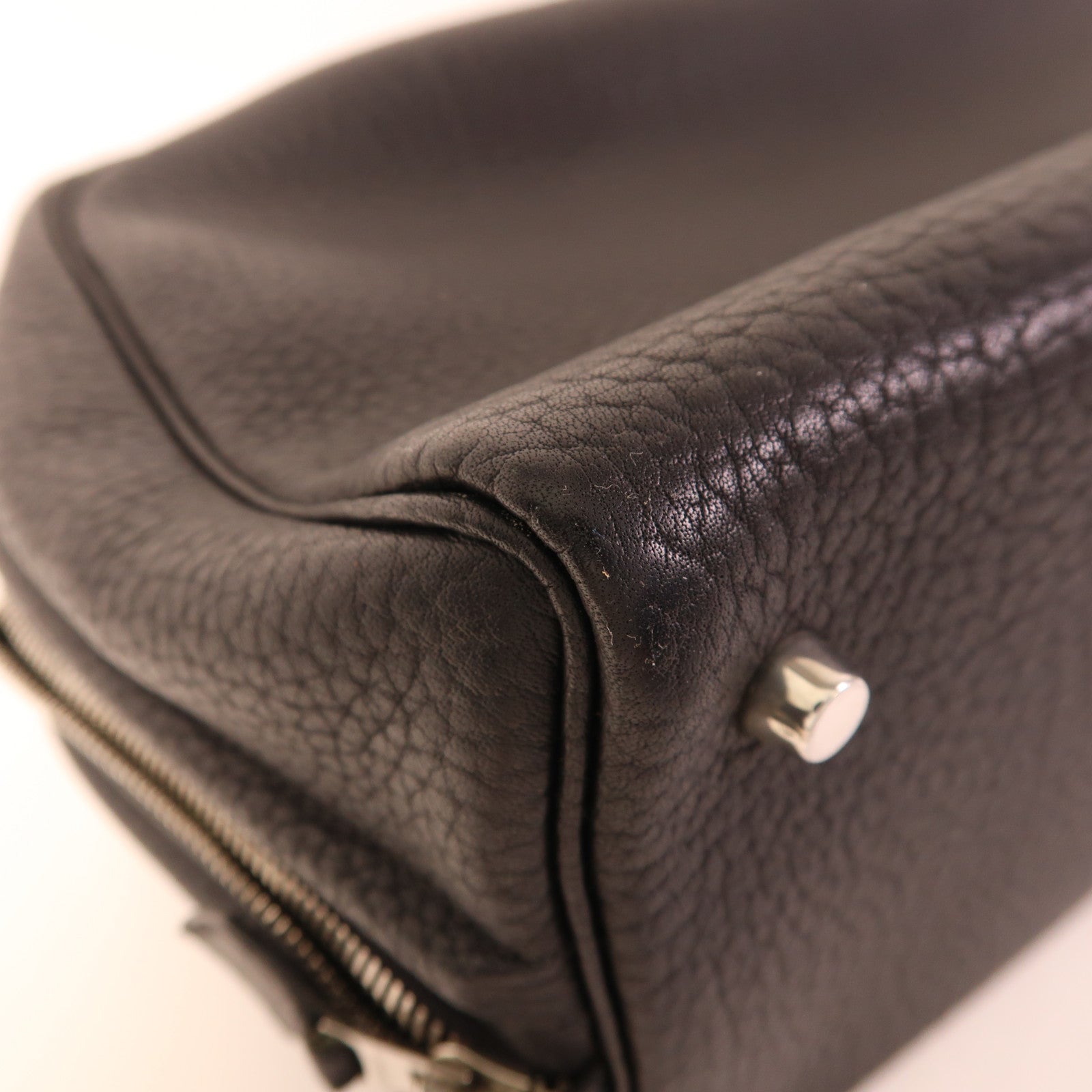 HERMES Fjord皮革Sack Amvie 36銀扣手挽袋Noir