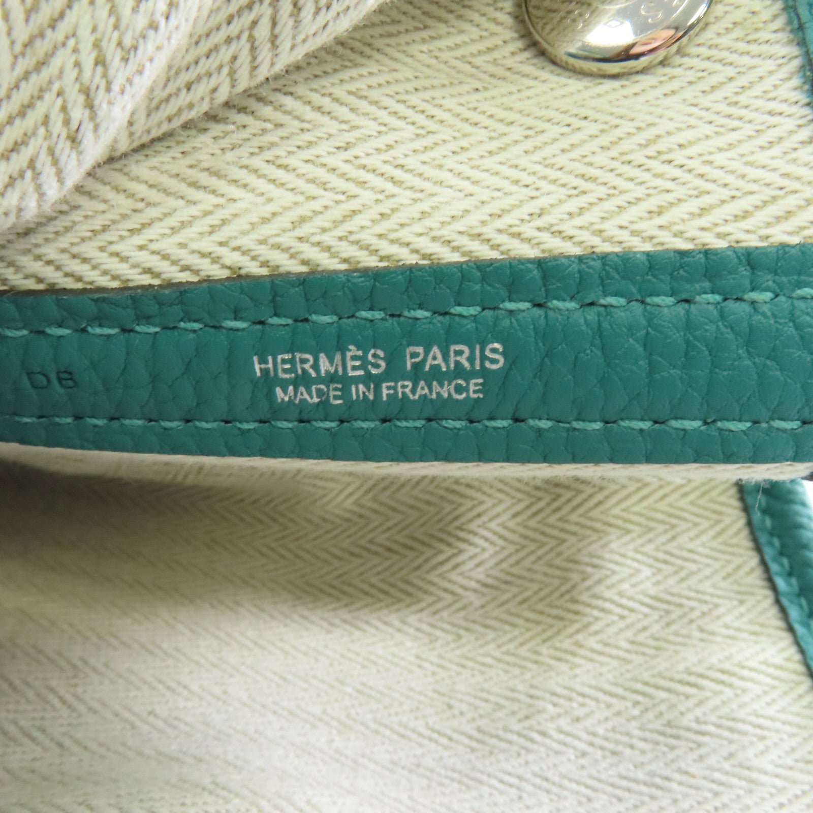 HERMES Negonda皮革Garden Party TPM銀扣手挽袋Vert Jade/綠色