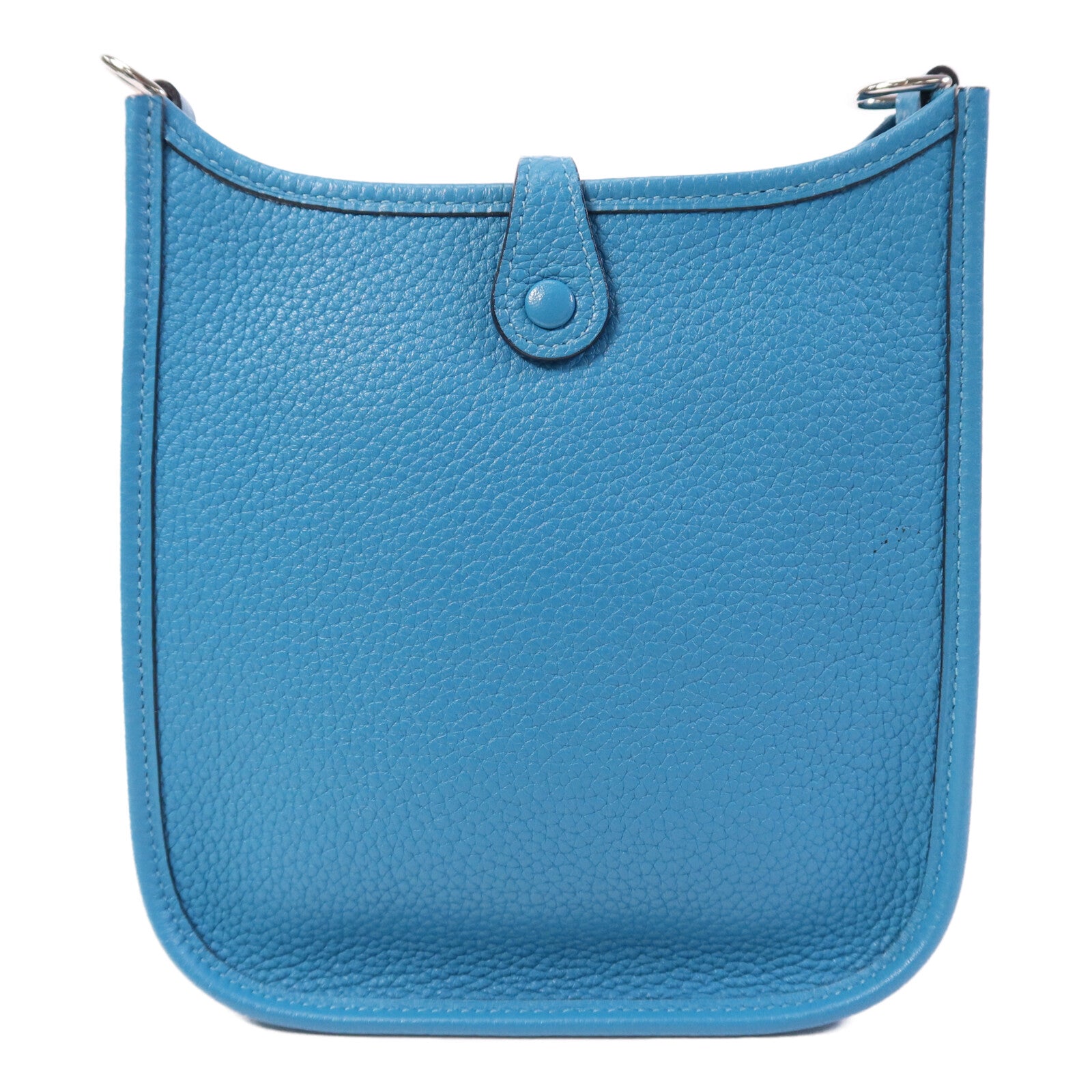 HERMES Clemence皮革Evelyne TPM銀扣肩背袋Turquoise