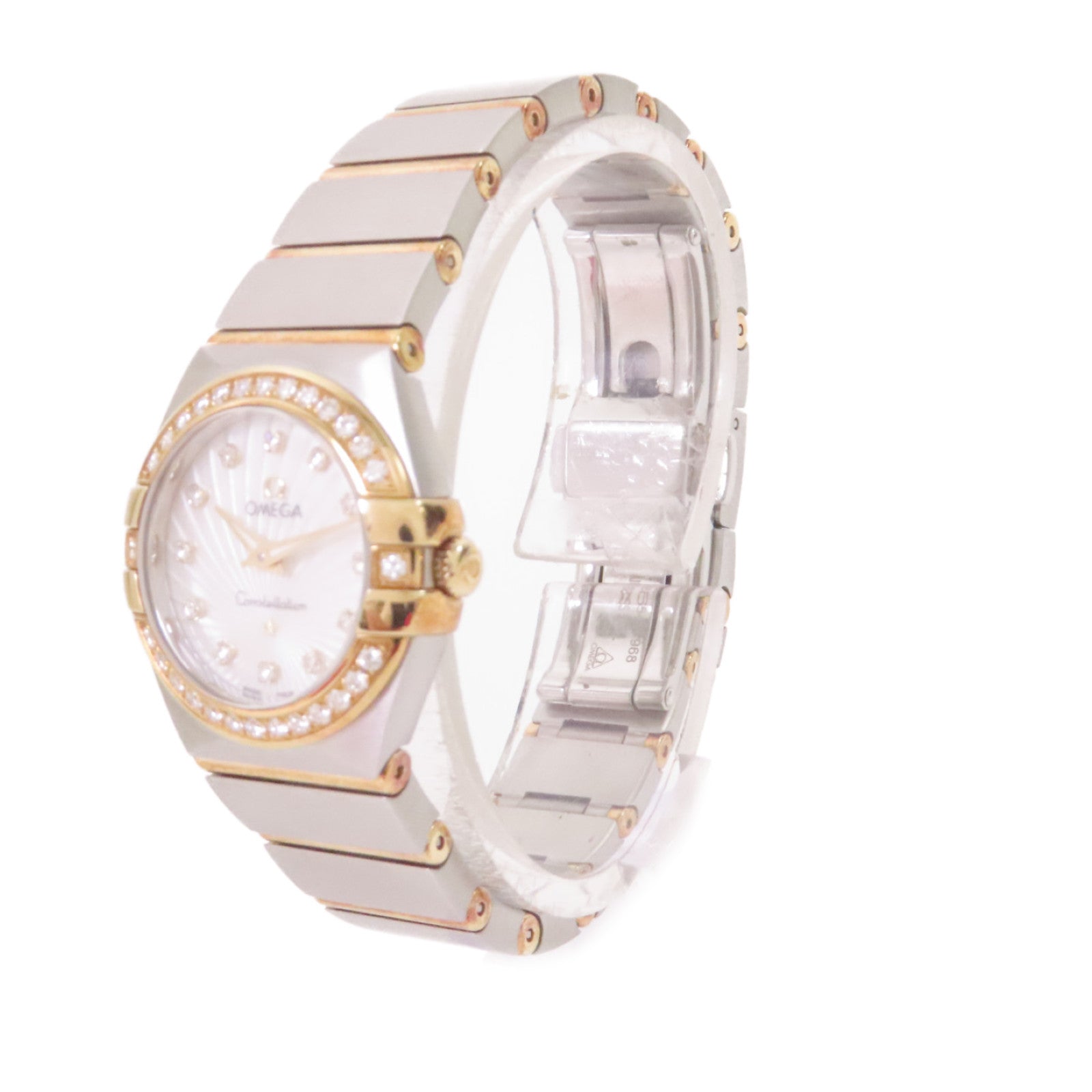 OMEGA Constellation 24mm Watch/18K黃金/不鏽鋼/鑽石自動機芯手錶白色/金色