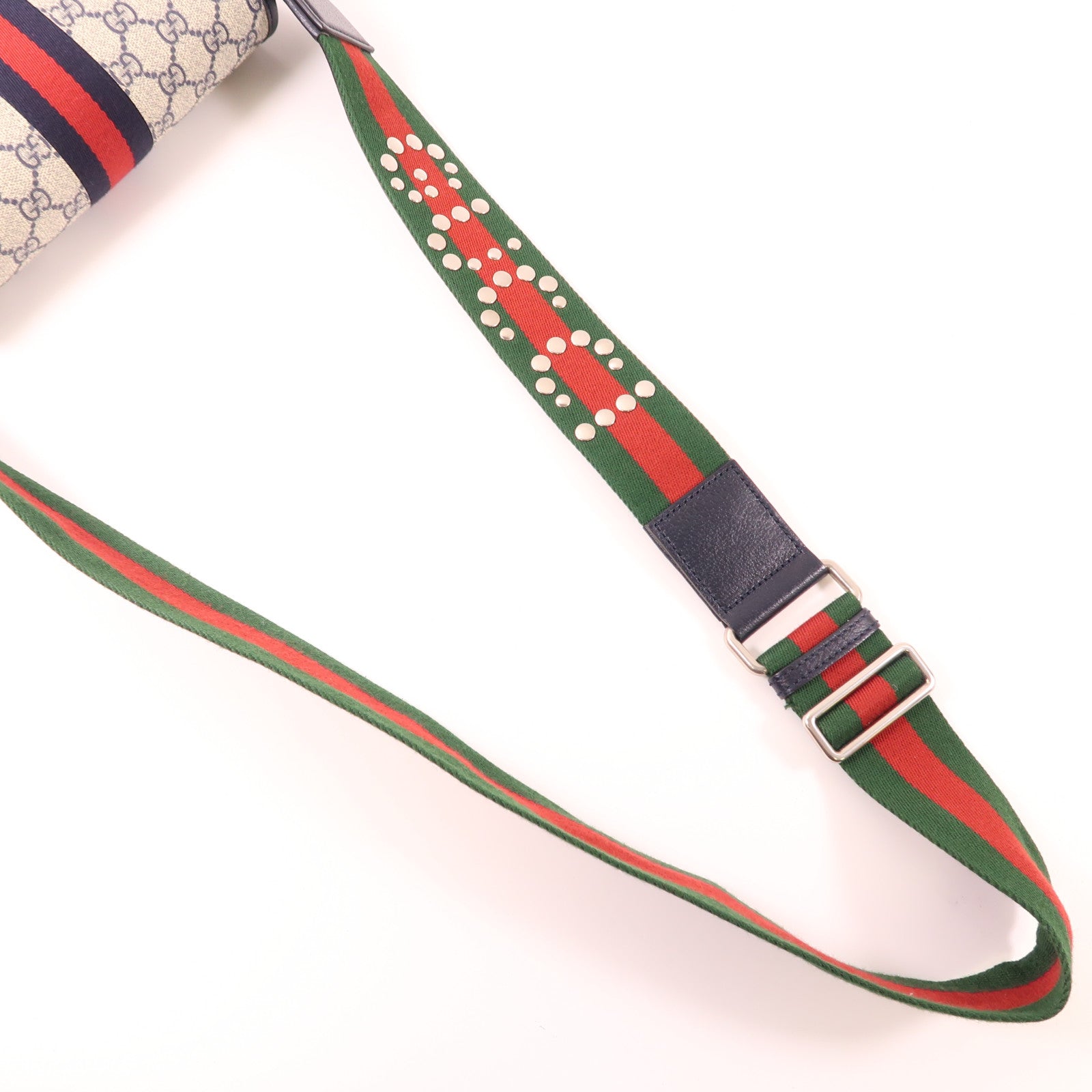 GUCCI 塗層帆布/皮革Ophidia GG銀扣肩背袋