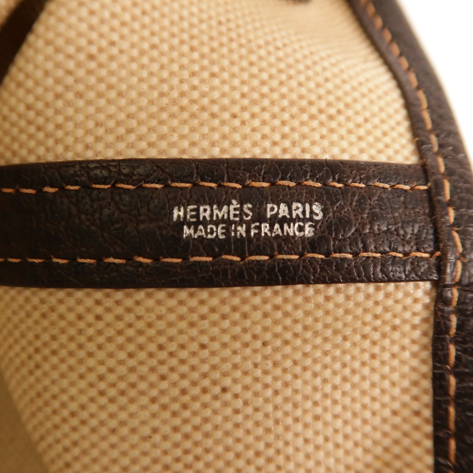 HERMES 帆布/皮革Garden File MM銀扣手挽袋Beige